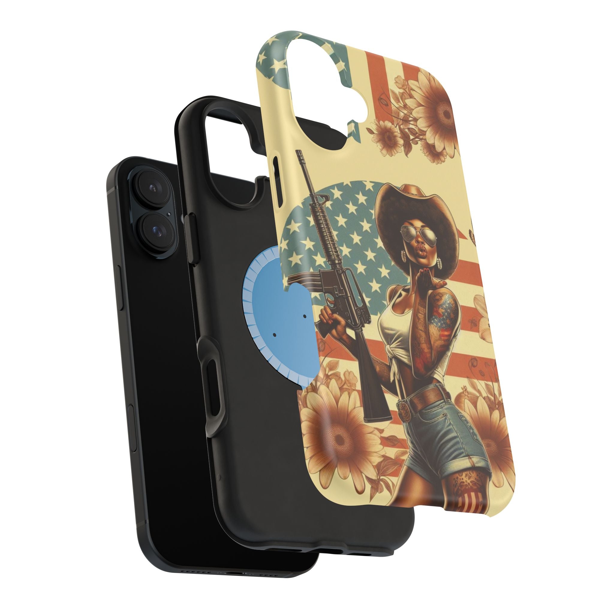 Americana AR-15 Pinup Girl - Magnetic Impact‑Resistant Phone Case  iPhone 13-17 / Samsung S26  MagSafe Compatible
