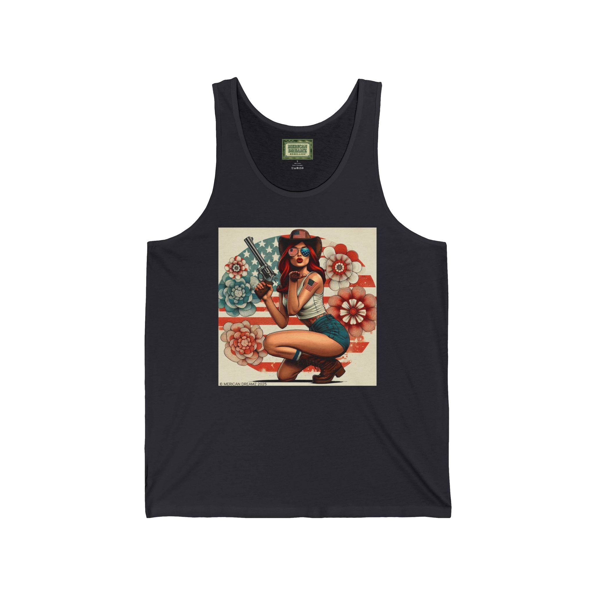 Patriotic Pin-Up Tank Top — Vintage American Flag Girl Graphic