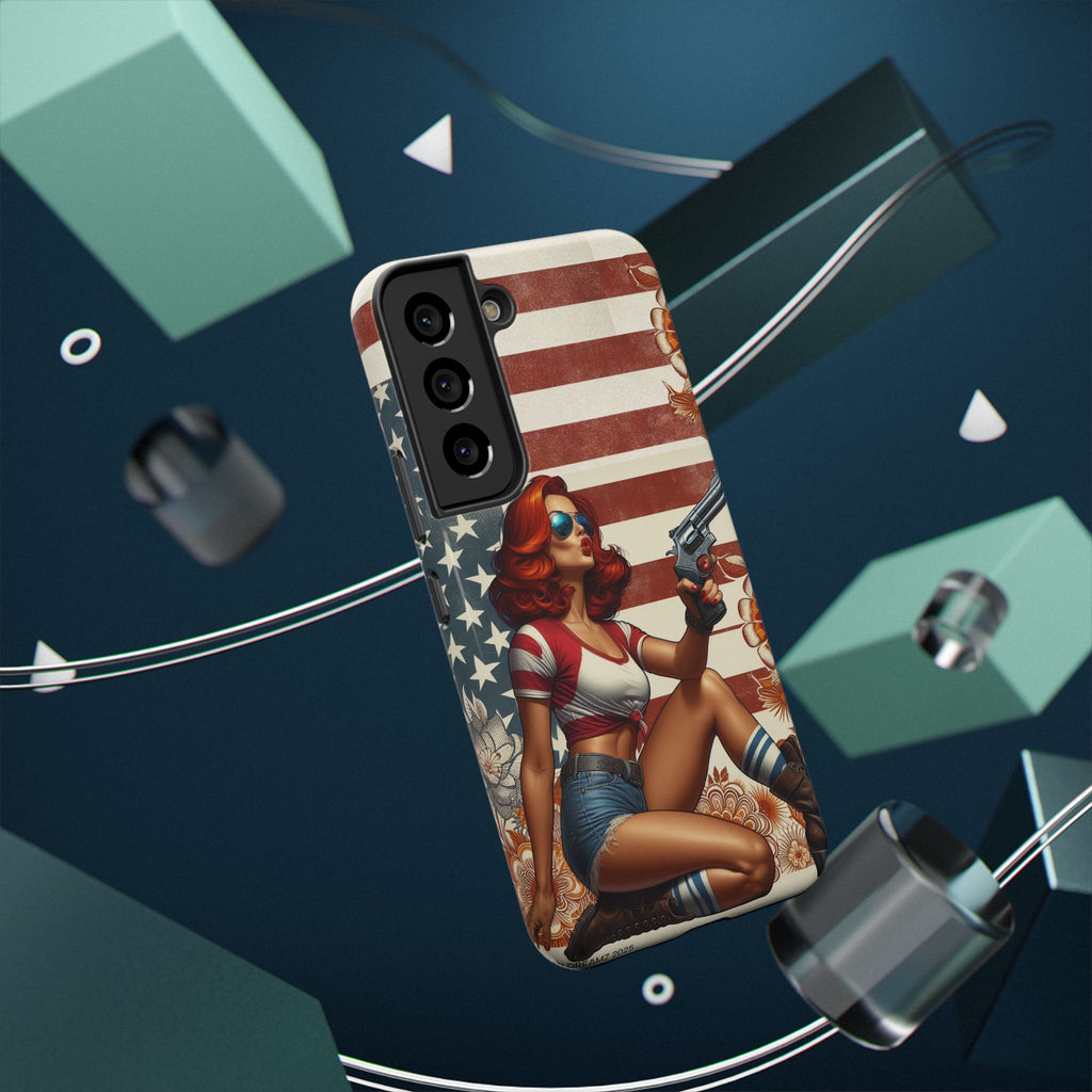 Americana 44 Magnum Pinup Girl - Impact‑Resistant Phone Case   Samsung Galaxy Series S22 / S22+ / S22 Ultra - S25 / S25+ / S25 Ultra