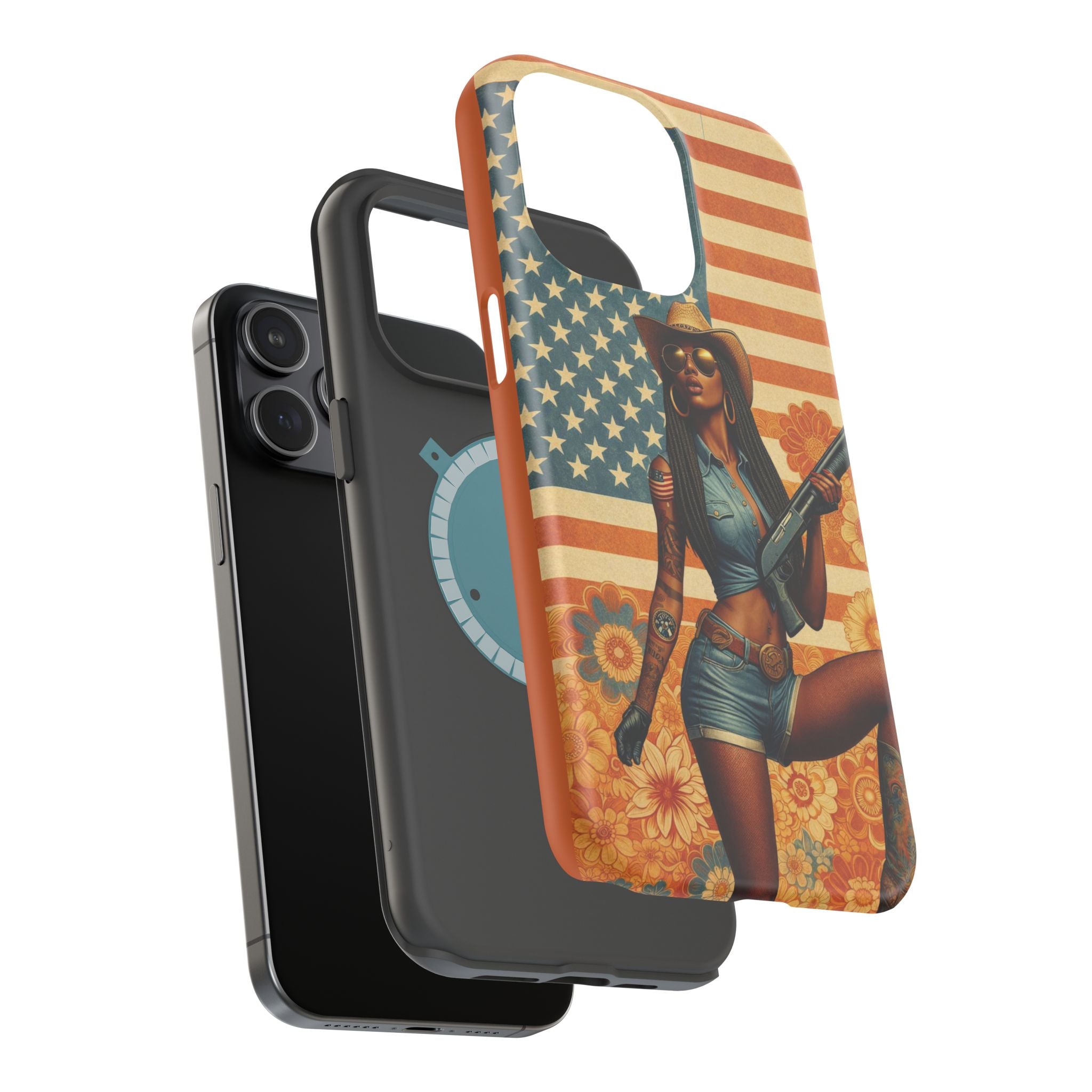 Americana 12GA Pinup Girl - Magnetic Impact‑Resistant Phone Case  iPhone 13-17 / Samsung S26  MagSafe Compatible