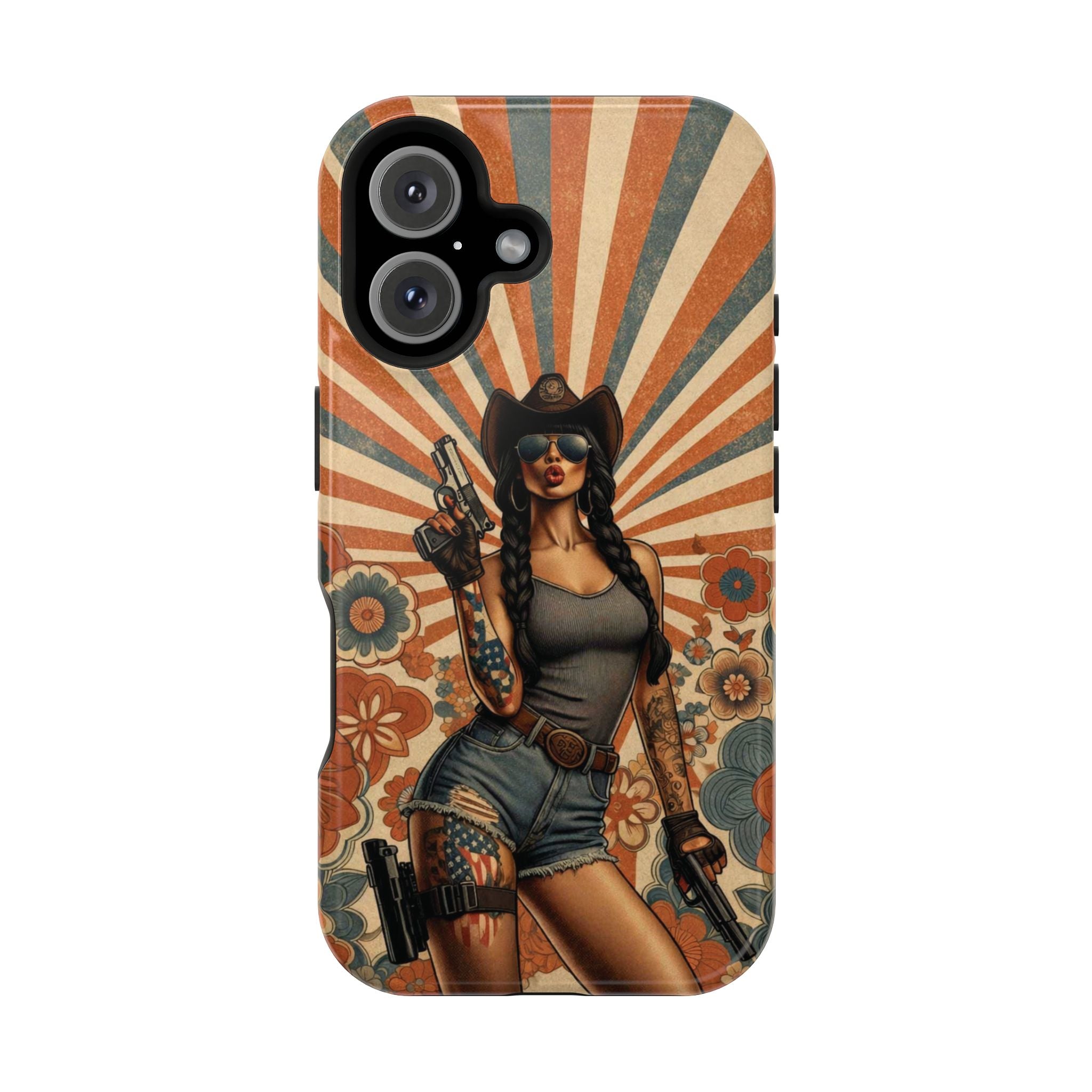 Americana 9mm Pinup Girl - Magnetic Impact‑Resistant Phone Case  iPhone 13-17 / Samsung S26  MagSafe Compatible