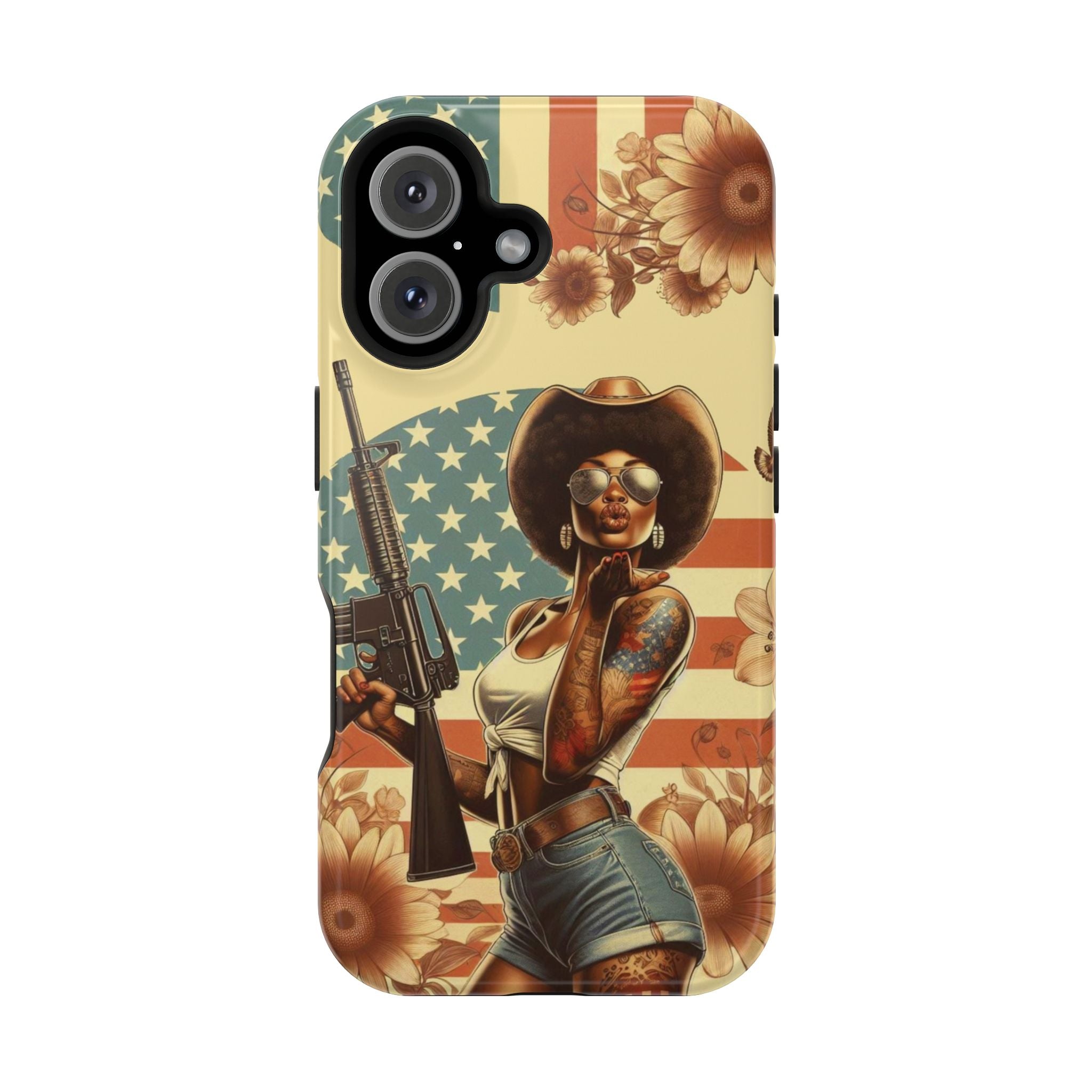 Americana AR-15 Pinup Girl - Magnetic Impact‑Resistant Phone Case  iPhone 13-17 / Samsung S26  MagSafe Compatible