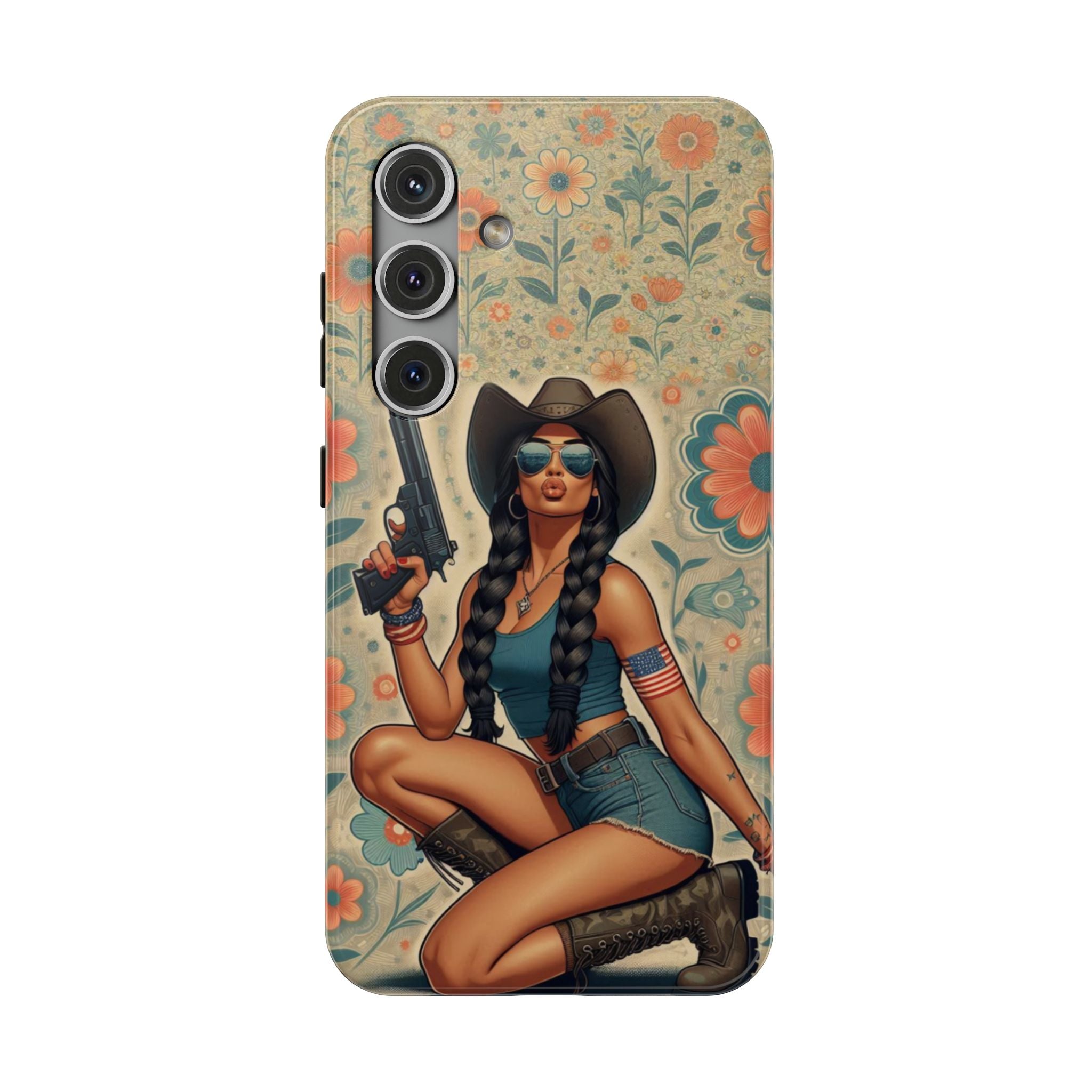 Americana 9mm Pinup Girl - Impact‑Resistant Phone Case   Samsung Galaxy Series S22 / S22+ / S22 Ultra - S25 / S25+ / S25 Ultra