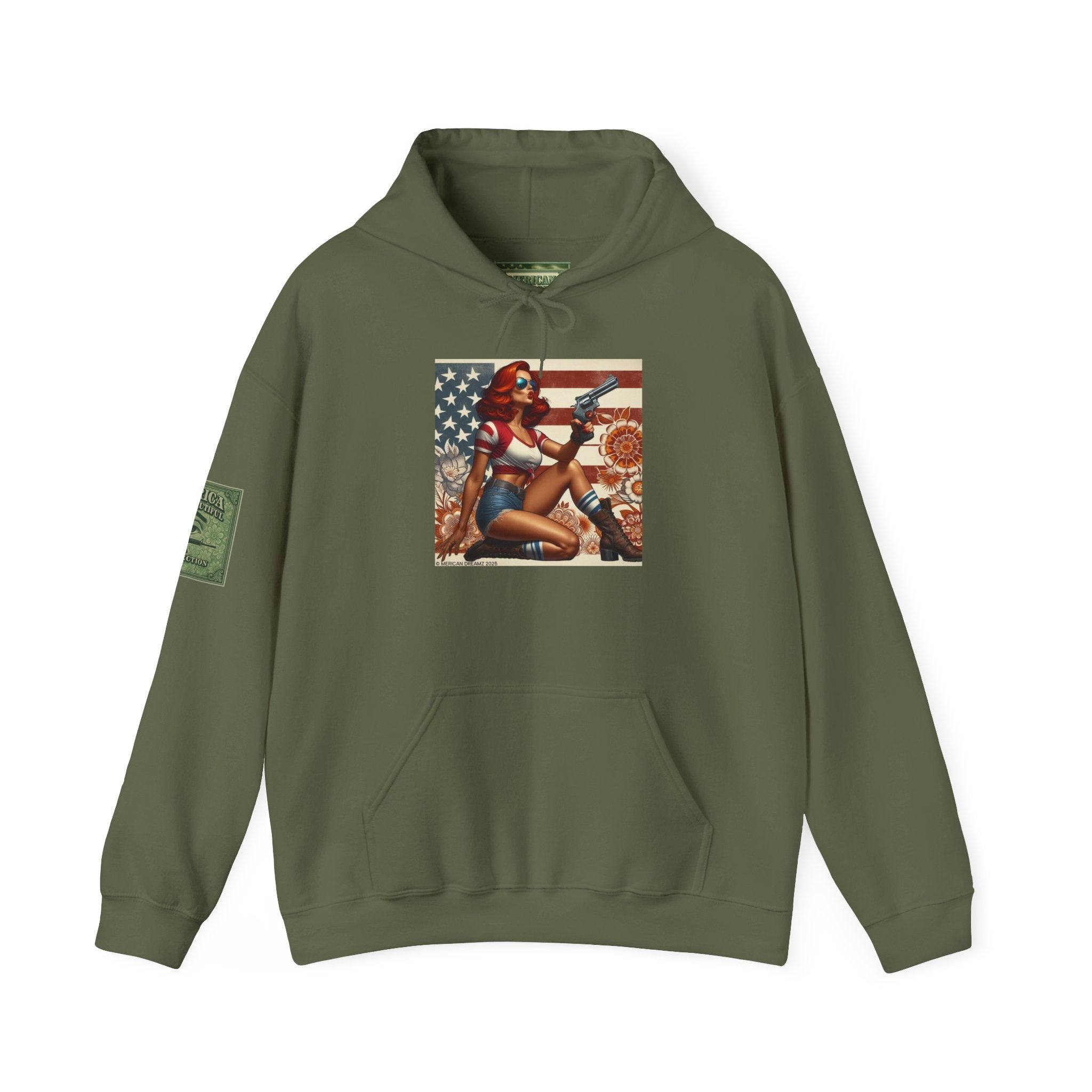 Retro Americana Pinup Gunslinger Hoodie — Vintage Pinup Girls Pullover