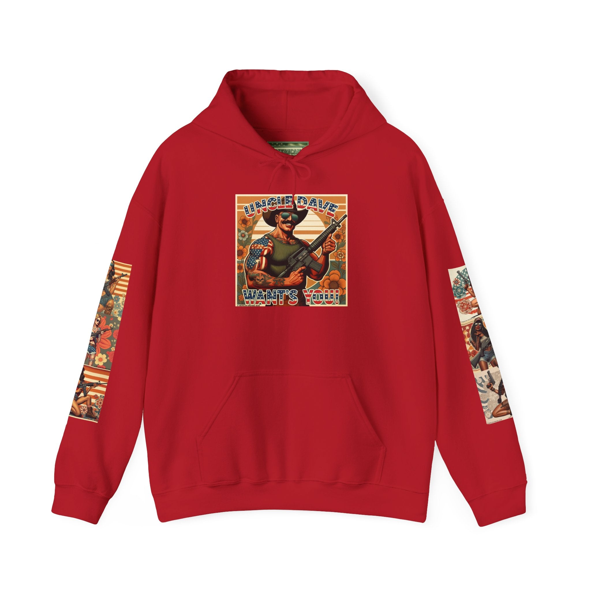 Patriotic 'Uncle Dave Wants You' Hoodie — Gunslinger Girls Rifle Retro Illustration (US Only)