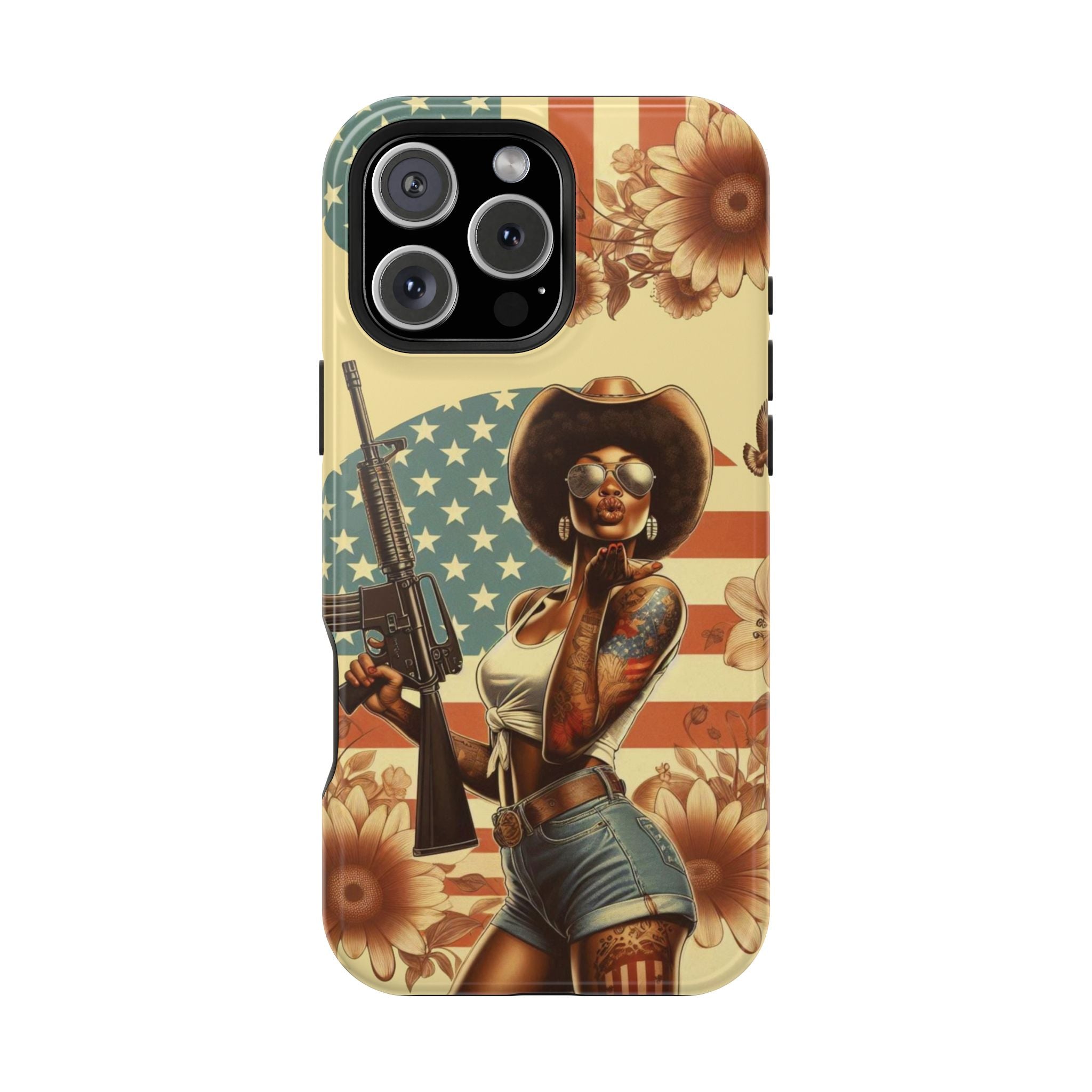 Americana AR-15 Pinup Girl - Magnetic Impact‑Resistant Phone Case  iPhone 13-17 / Samsung S26  MagSafe Compatible