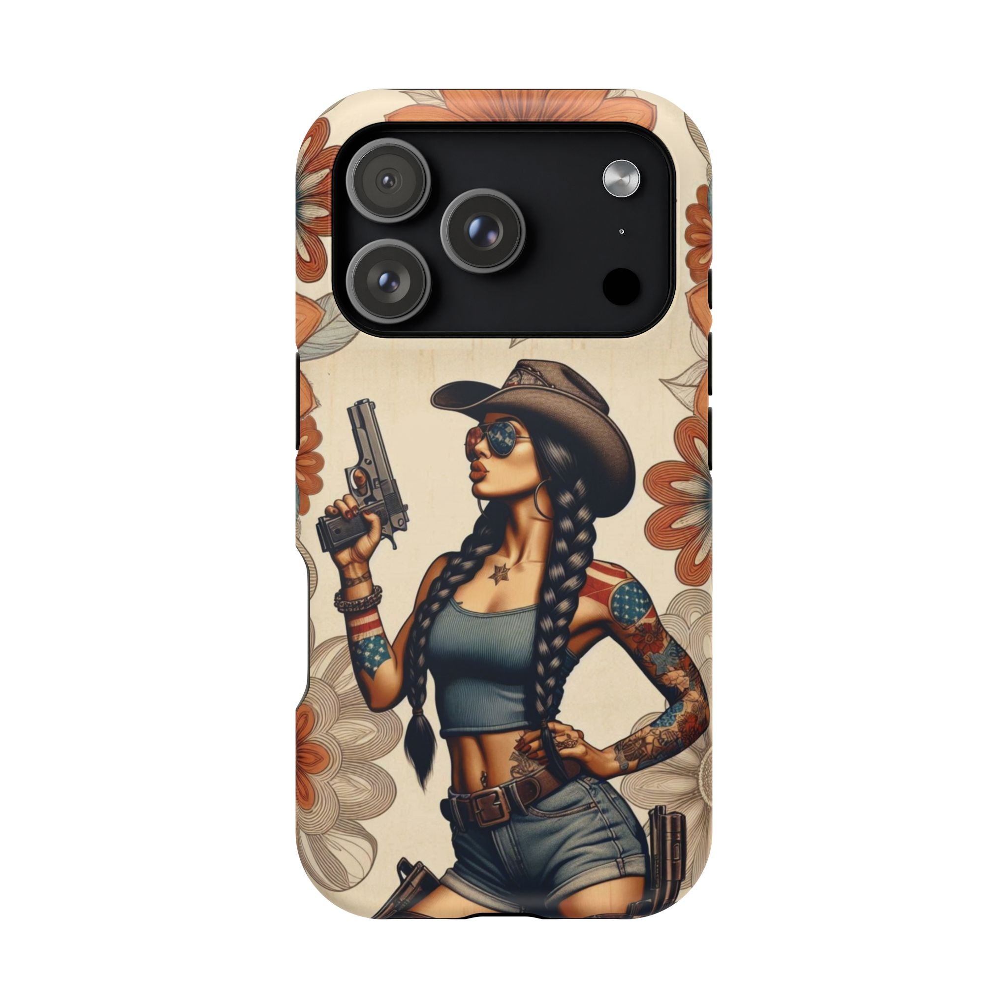 Americana 9mm Pinup Girl - Magnetic Impact‑Resistant Phone Case  iPhone 13-17 / Samsung S26  MagSafe Compatible