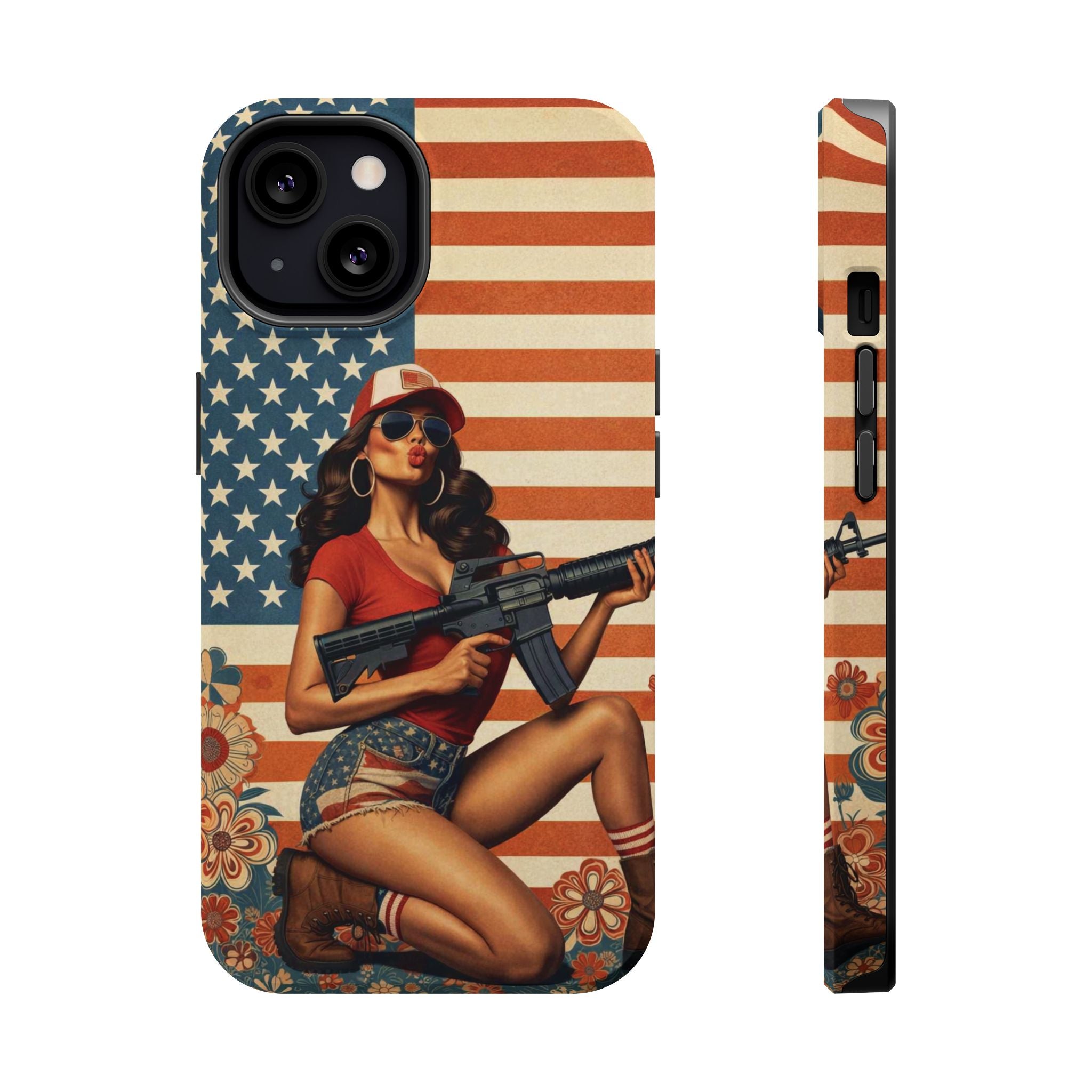 Americana AR-15 Pinup Girl - Magnetic Impact‑Resistant Phone Case  iPhone 13-17 / Samsung S26  MagSafe Compatible