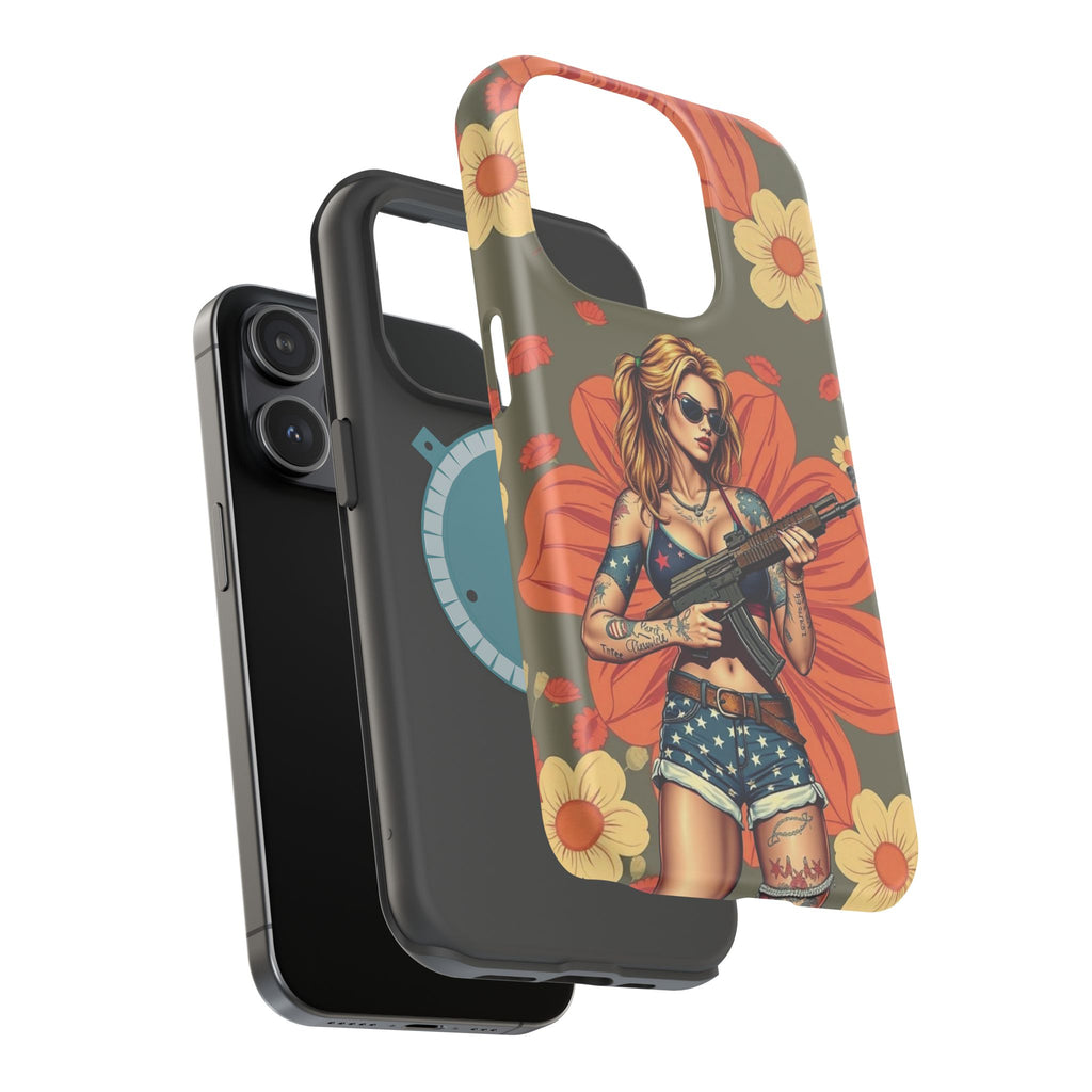 Americana AK-47 Pinup Girl - Magnetic Impact‑Resistant Phone Case  iPhone 13-17 / Samsung S26  MagSafe Compatible