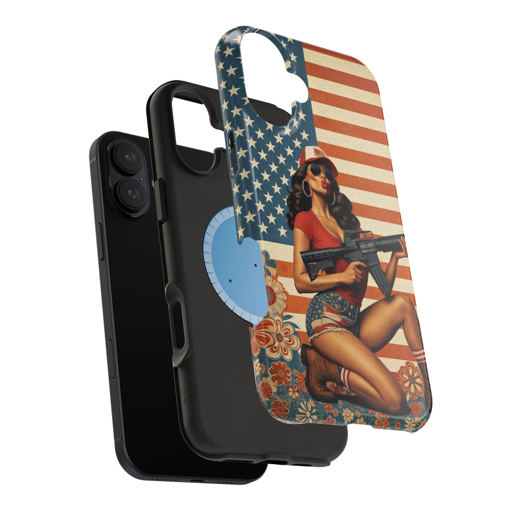Americana AR-15 Pinup Girl - Magnetic Impact‑Resistant Phone Case  iPhone 13-17 / Samsung S26  MagSafe Compatible