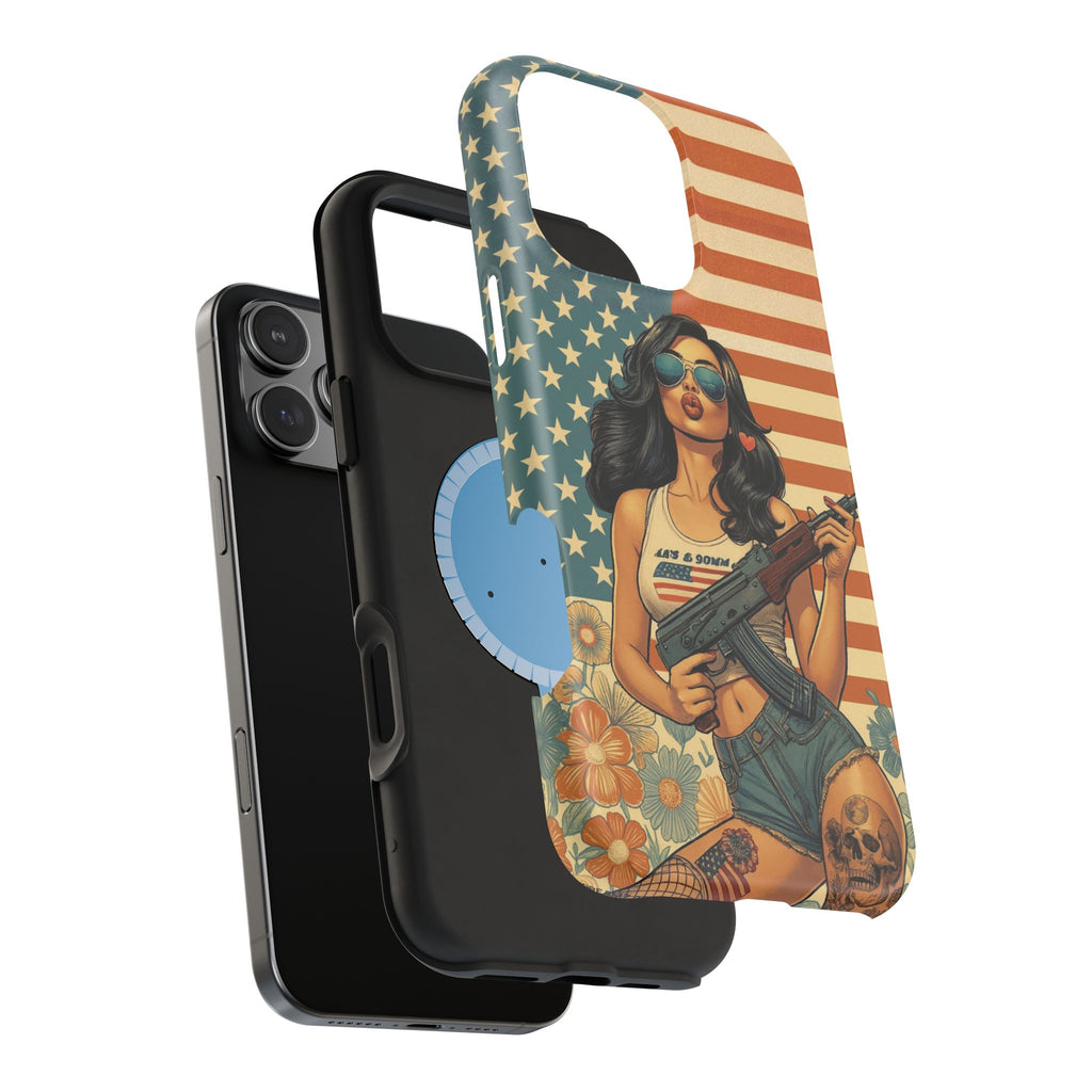 Americana AK-47 Pinup Girl - Magnetic Impact‑Resistant Phone Case  iPhone 13-17 / Samsung S26  MagSafe Compatible