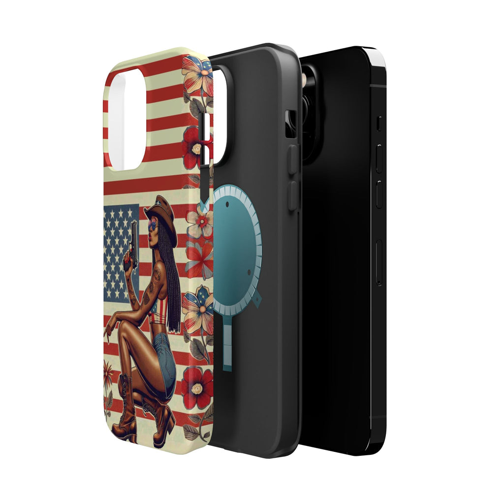 Americana 9mm Pinup Girl - Magnetic Impact‑Resistant Phone Case  iPhone 13-17 / Samsung S26  MagSafe Compatible