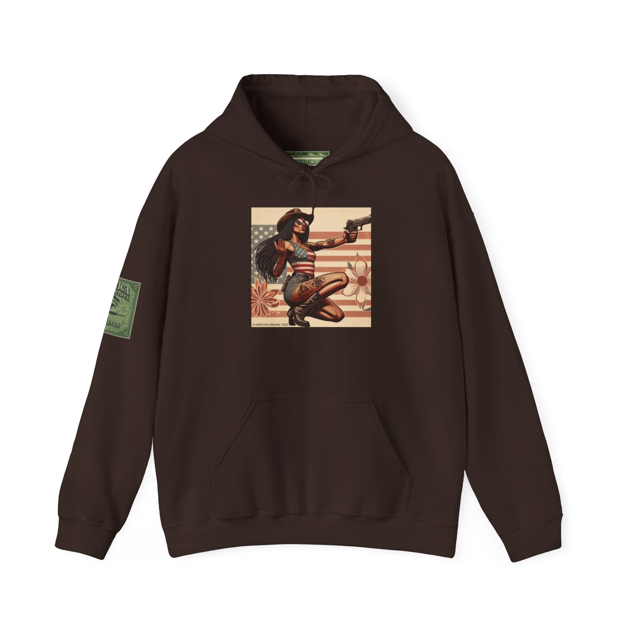 Retro Americana Pinup Gunslinger Hoodie — Vintage Pinup Girls Pullover