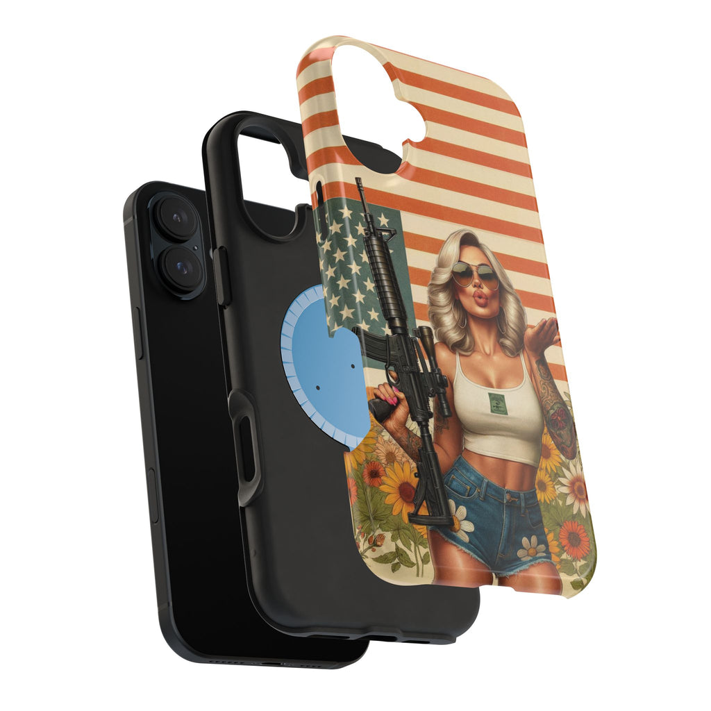 Americana AR-15 Pinup Girl - Magnetic Impact‑Resistant Phone Case  iPhone 13-17 / Samsung S26  MagSafe Compatible
