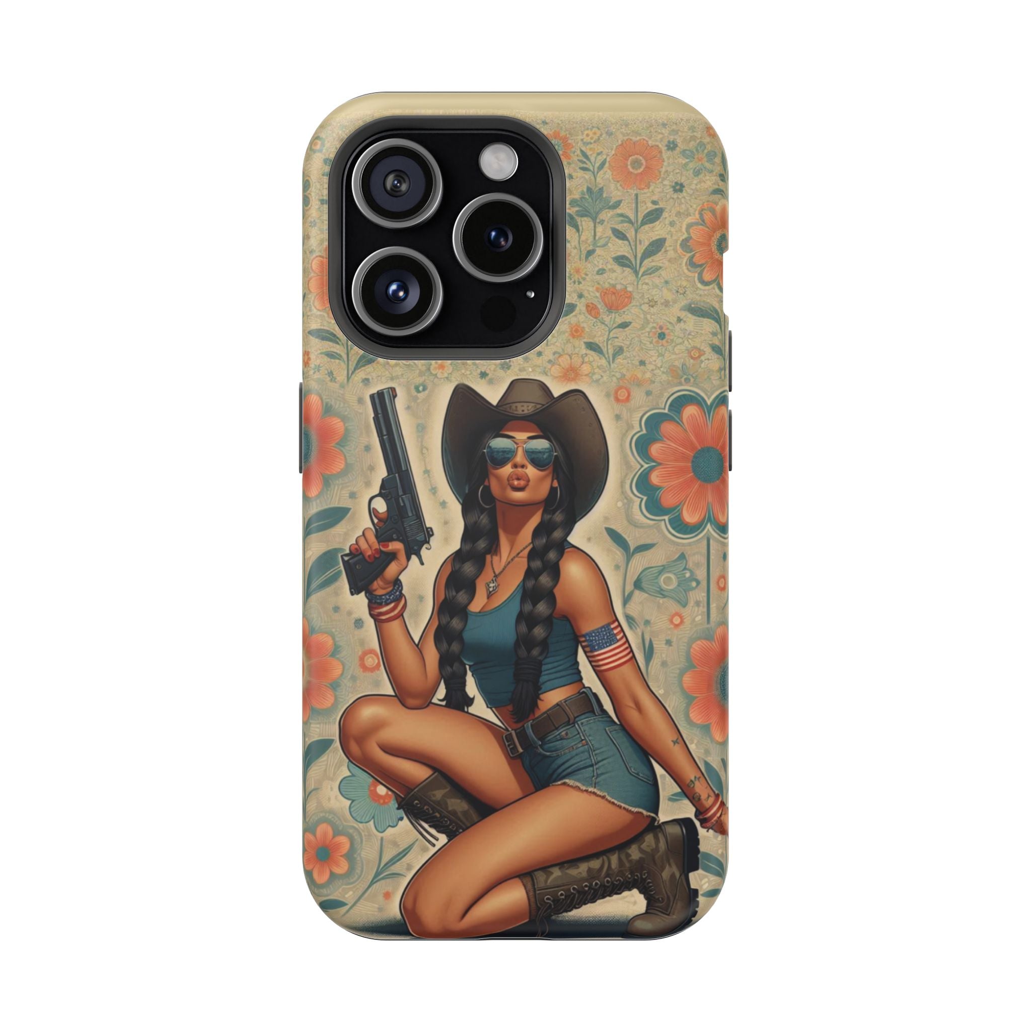 Americana 9mm Pinup Girl - Magnetic Impact‑Resistant Phone Case  iPhone 13-17 / Samsung S26  MagSafe Compatible