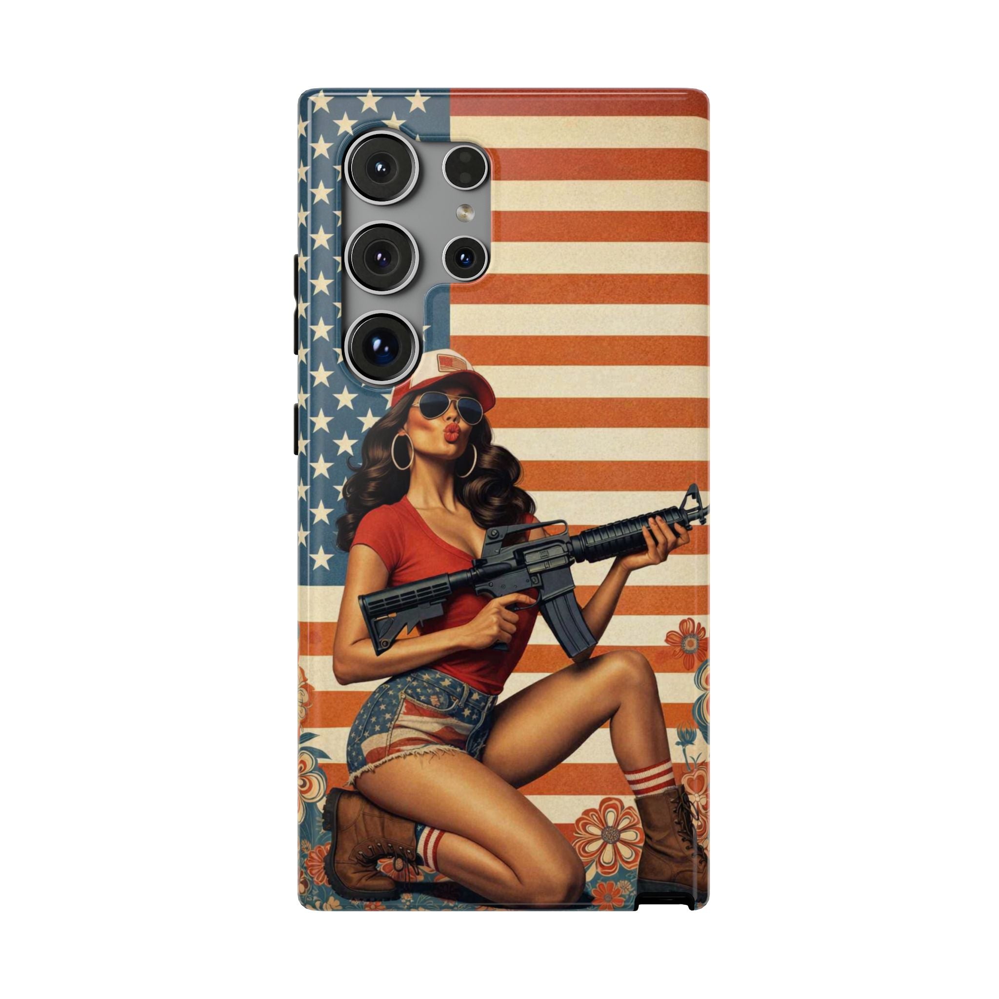 Americana AR-15 Pinup Girl - Impact‑Resistant Phone Case   Samsung Galaxy Series S22 / S22+ / S22 Ultra - S25 / S25+ / S25 Ultra