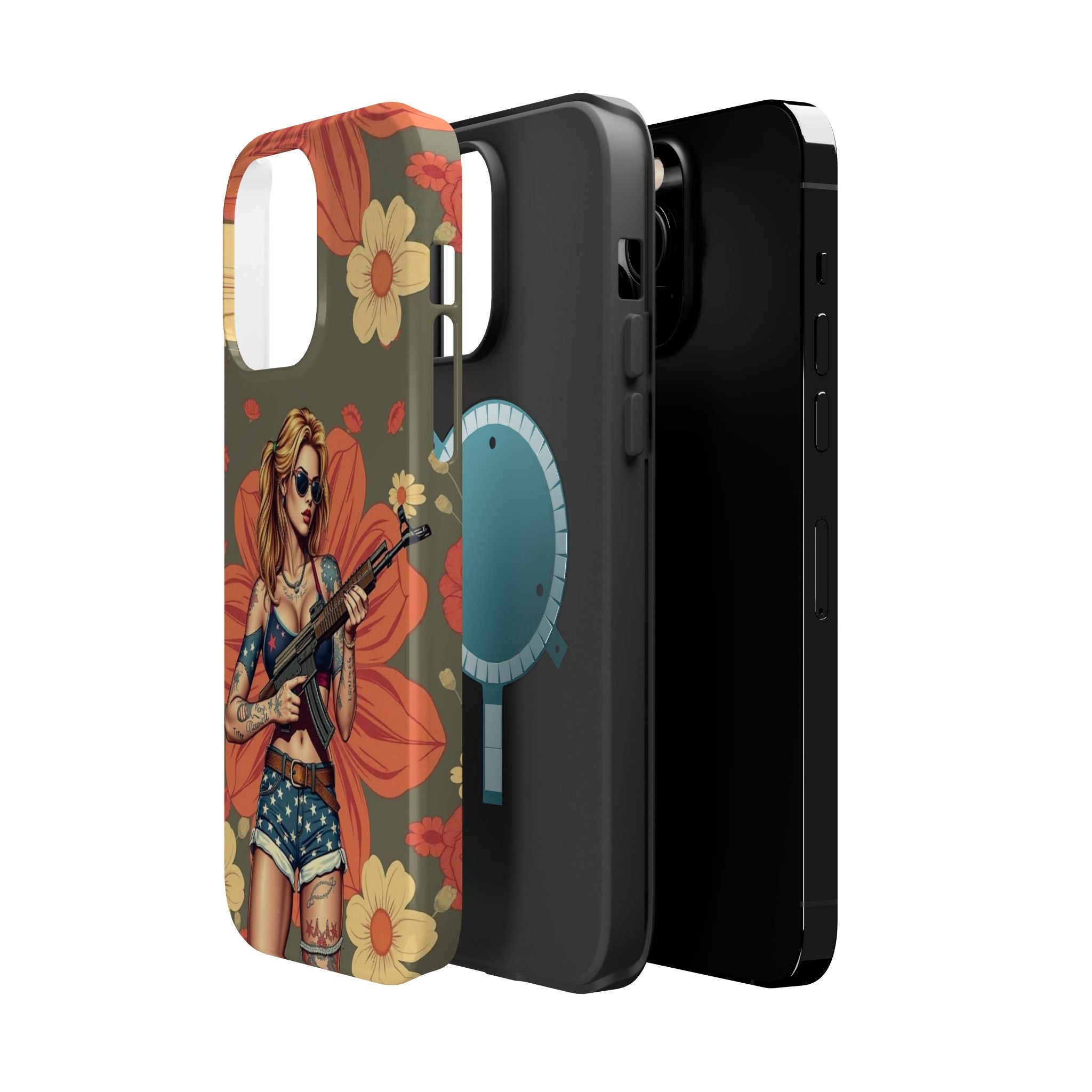 Americana AK-47 Pinup Girl - Magnetic Impact‑Resistant Phone Case  iPhone 13-17 / Samsung S26  MagSafe Compatible