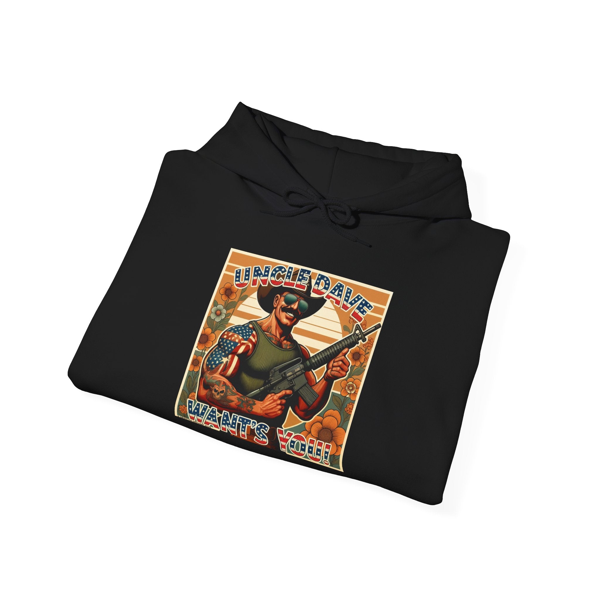 Patriotic 'Uncle Dave Wants You' Hoodie — Gunslinger Girls Rifle Retro Illustration (US Only)