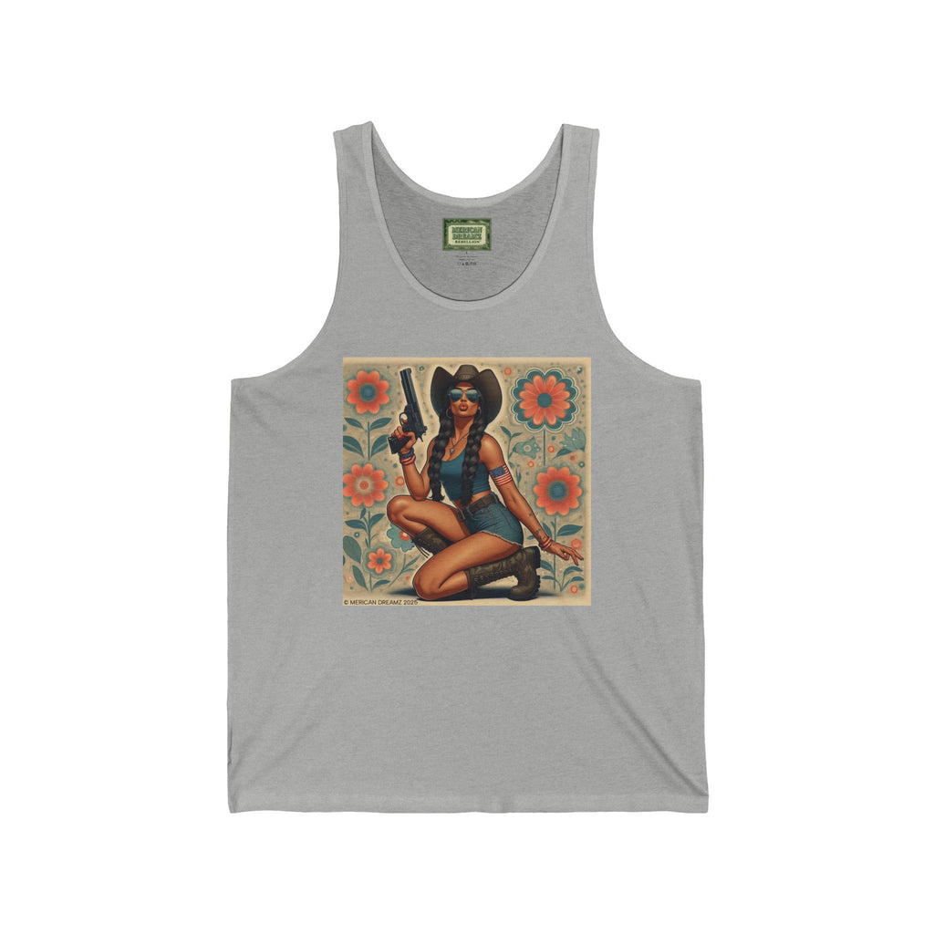 Patriotic Pin-Up Tank Top — Vintage American Flag Girl Graphic