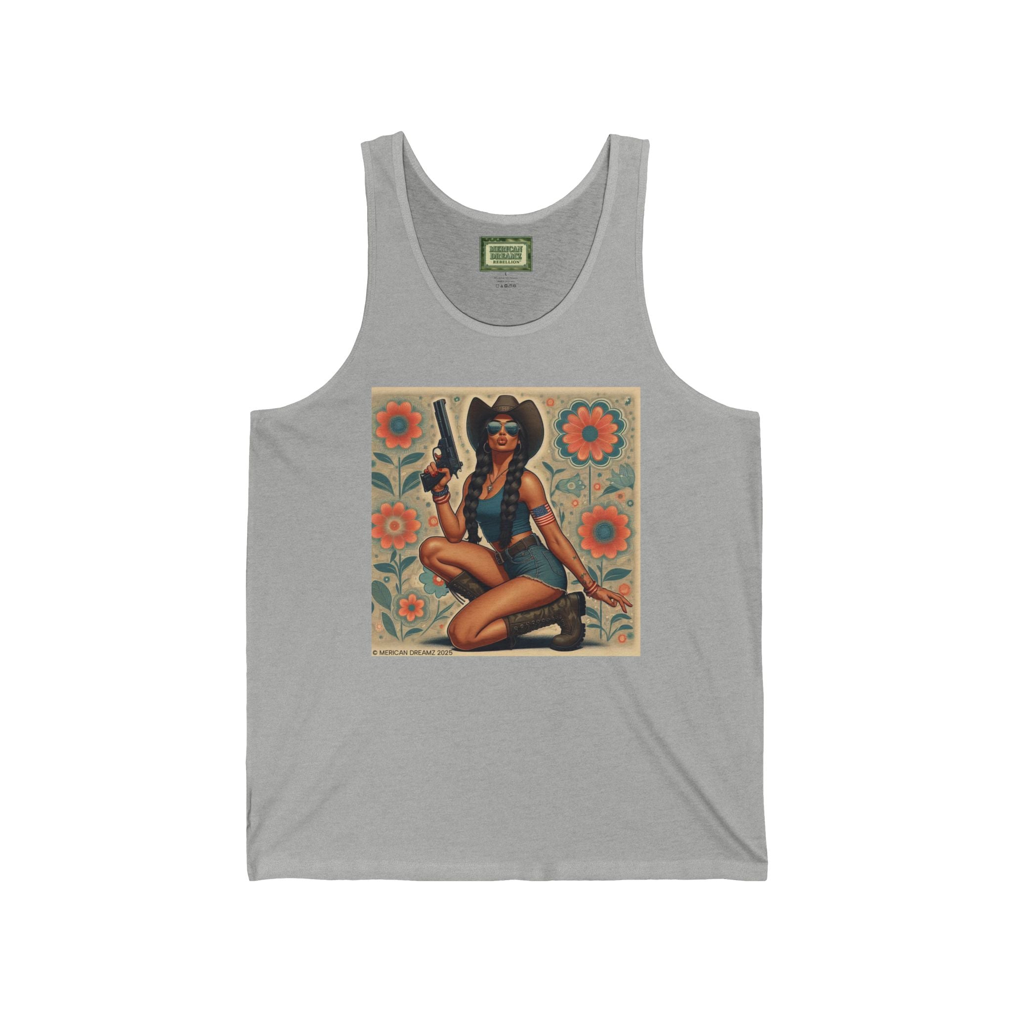 Patriotic Pin-Up Tank Top — Vintage American Flag Girl Graphic