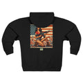 Americana Pinup girl with AR-15 Zip Hoodie — Retro Vintage Patriotic Graphic