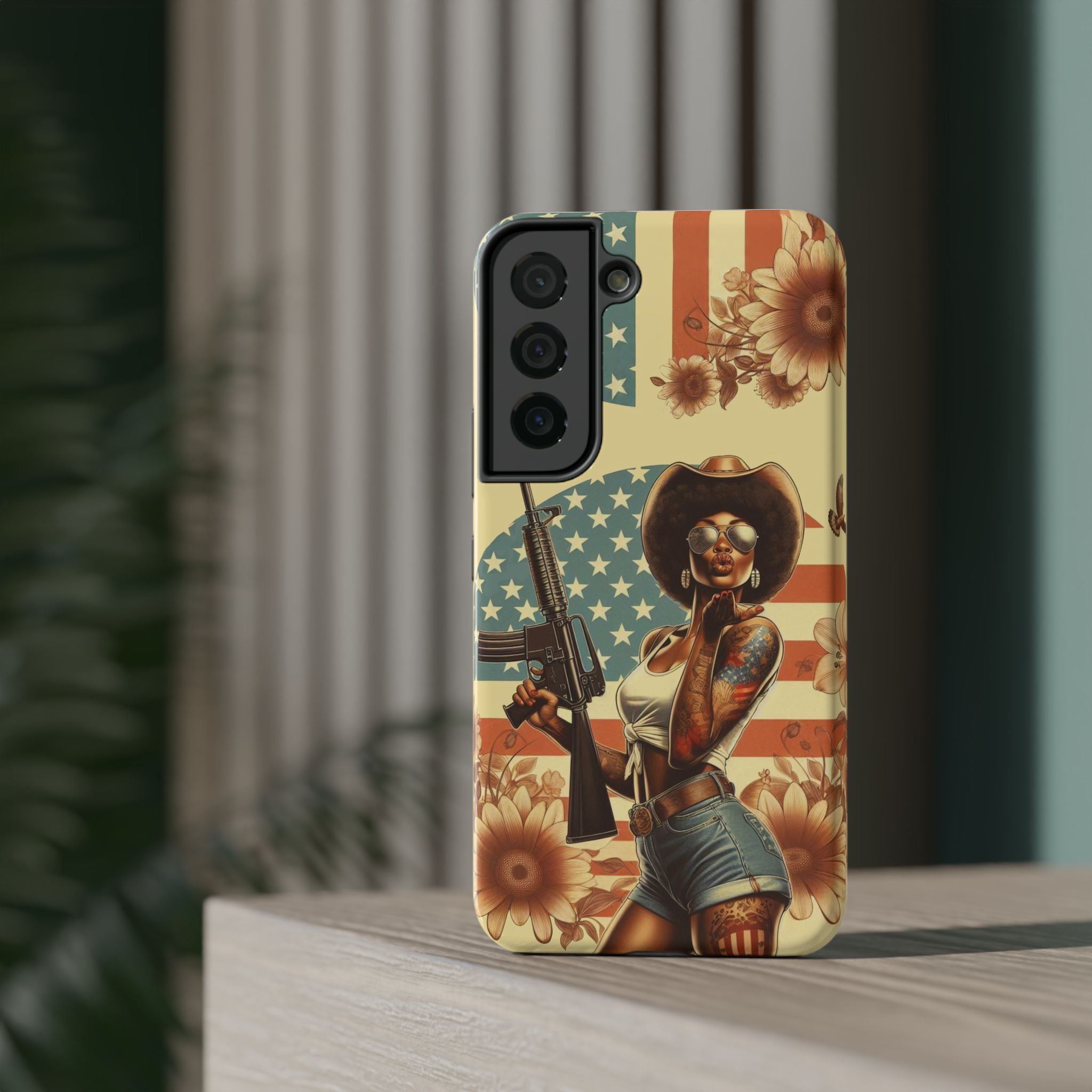 Americana AR-15 Pinup Girl - Impact‑Resistant Phone Case Samsung Galaxy Series S22 / S22+ / S22 Ultra - S25 / S25+ / S25 Ultra