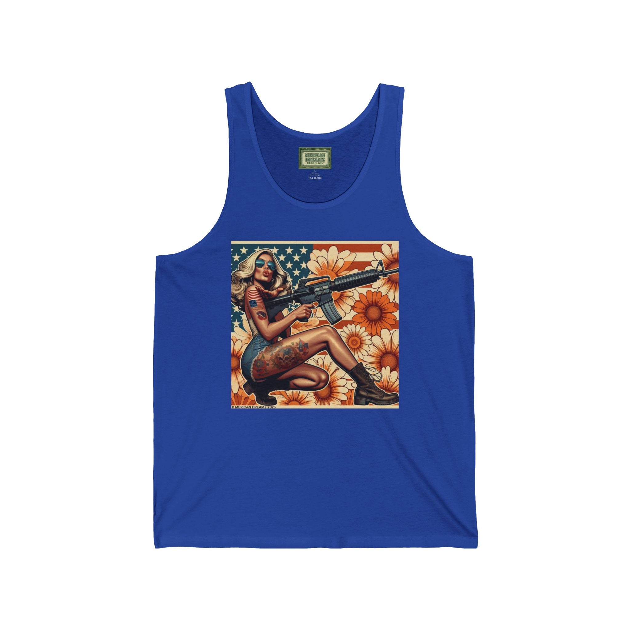 Patriotic Pin-Up Tank Top — Vintage American Flag Girl Graphic