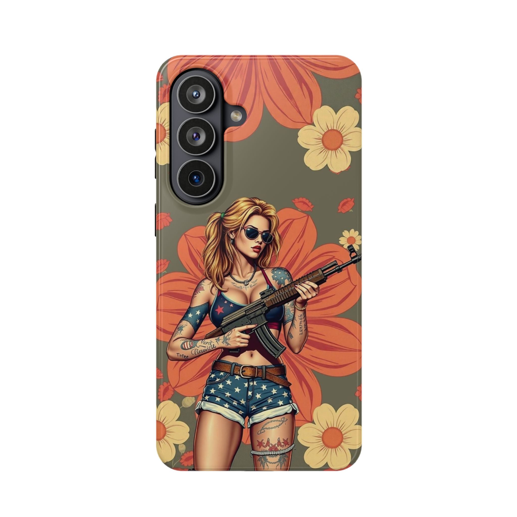 Americana AK-47 Pinup Girl - Magnetic Impact‑Resistant Phone Case  iPhone 13-17 / Samsung S26  MagSafe Compatible