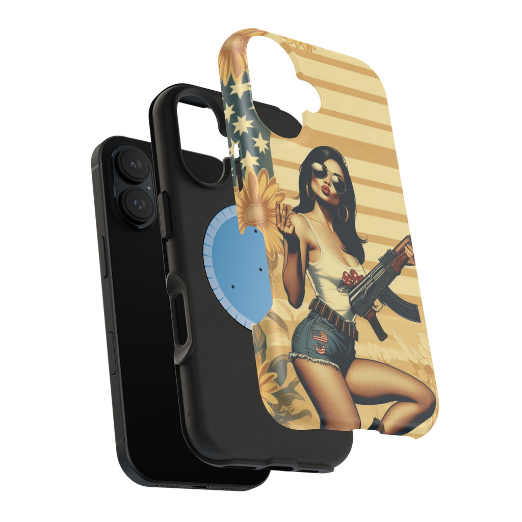 Americana AK-47 Pinup Girl - Magnetic Impact‑Resistant Phone Case  iPhone 13-17 / Samsung S26  MagSafe Compatible