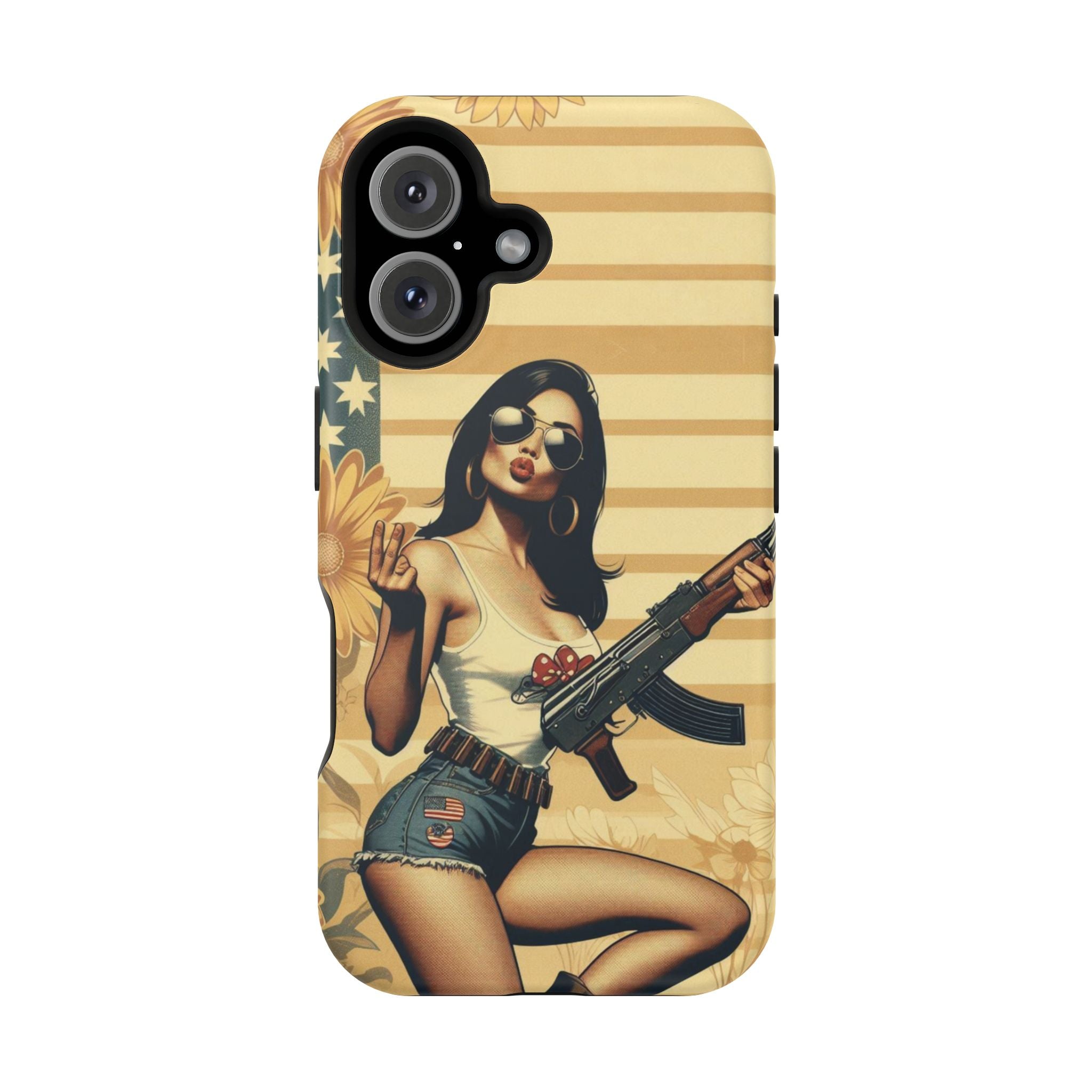 Americana AK-47 Pinup Girl - Magnetic Impact‑Resistant Phone Case  iPhone 13-17 / Samsung S26  MagSafe Compatible