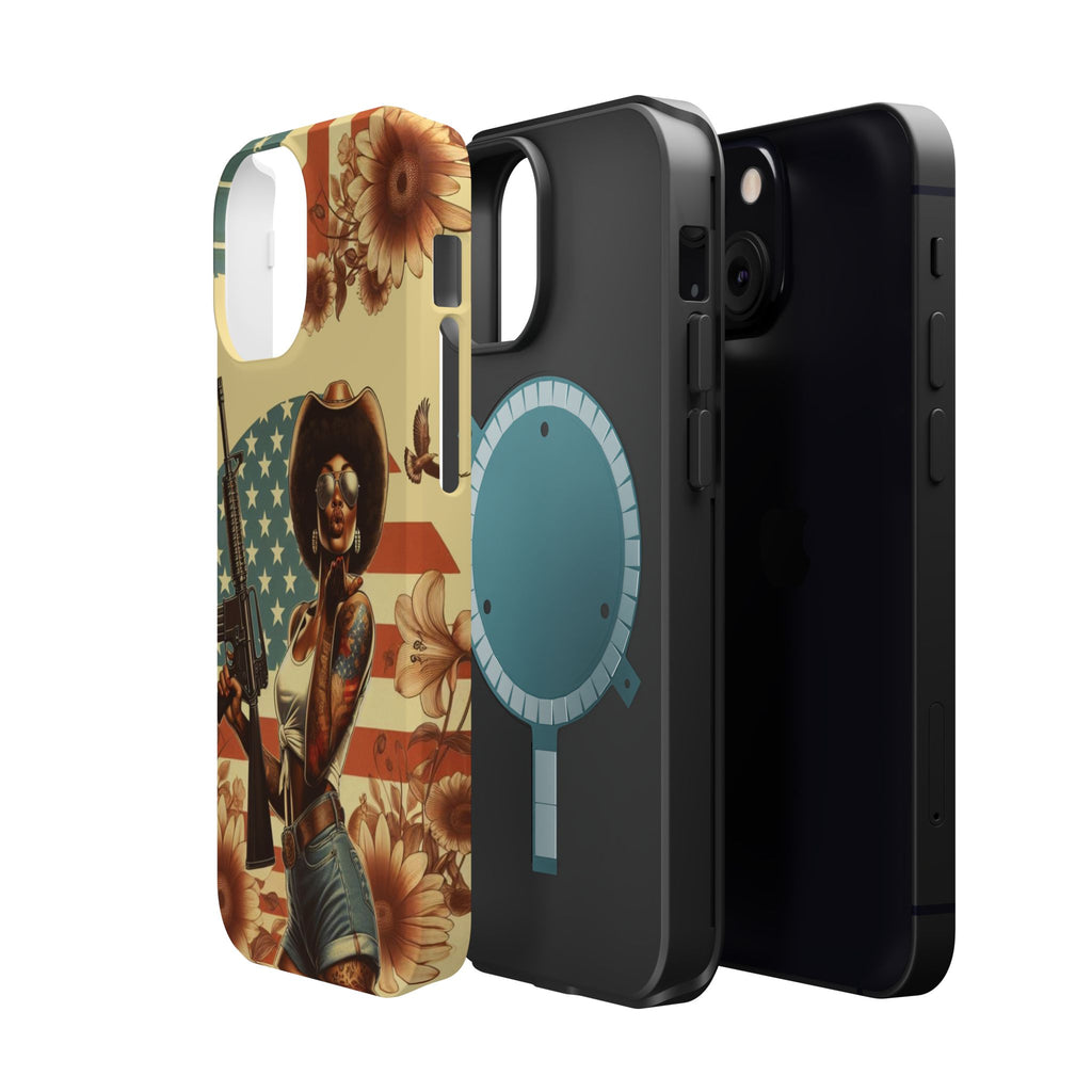 Americana AR-15 Pinup Girl - Magnetic Impact‑Resistant Phone Case  iPhone 13-17 / Samsung S26  MagSafe Compatible