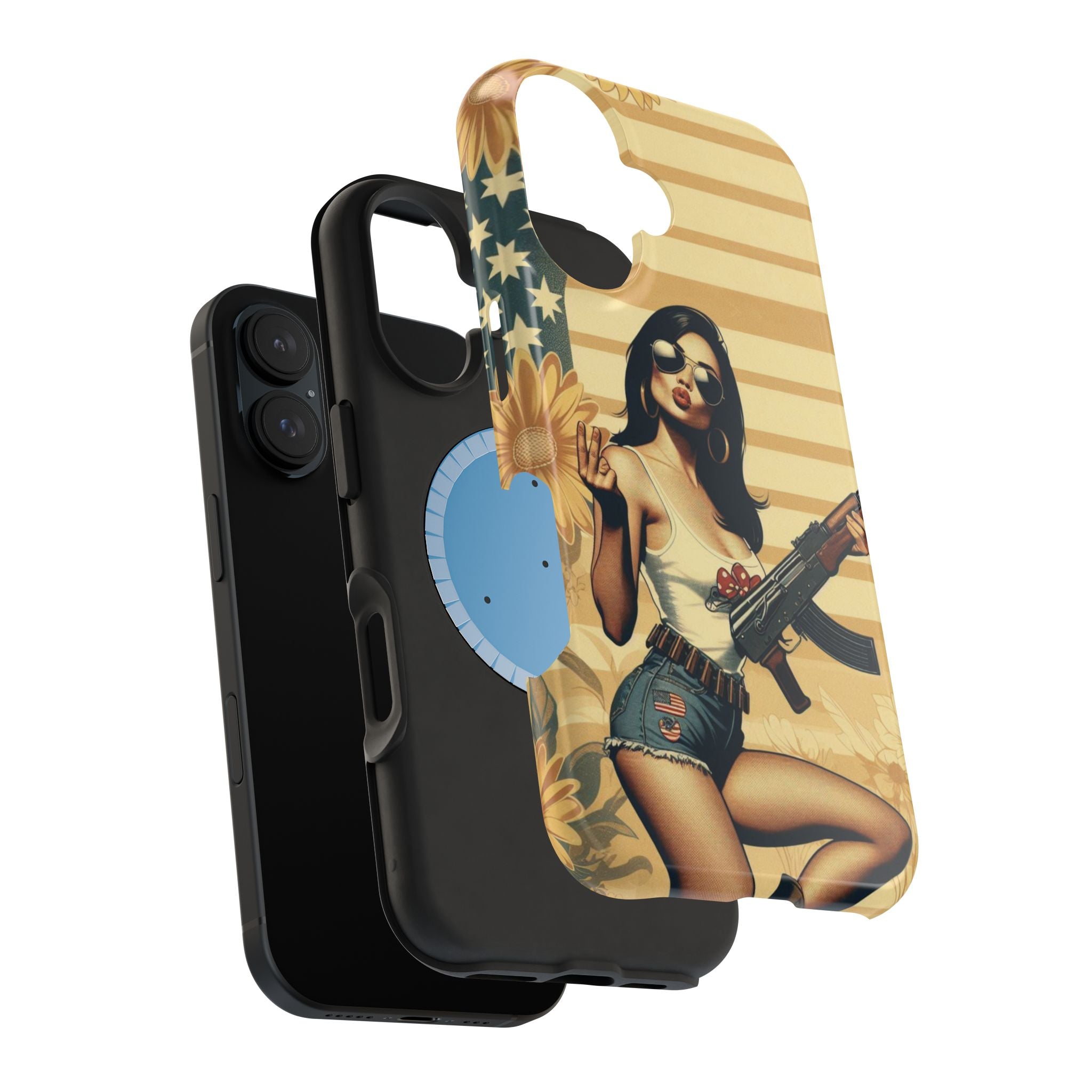 Americana AK-47 Pinup Girl - Magnetic Impact‑Resistant Phone Case  iPhone 13-17 / Samsung S26  MagSafe Compatible