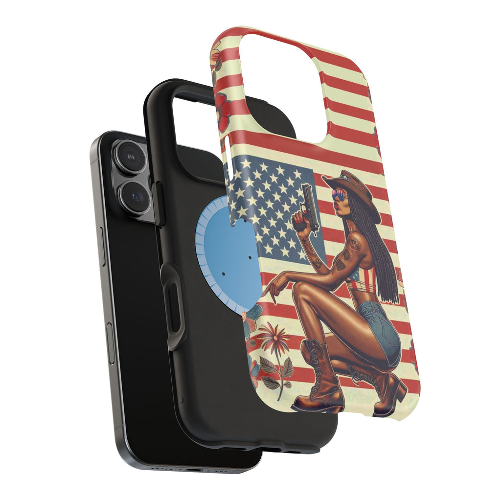 Americana 9mm Pinup Girl - Magnetic Impact‑Resistant Phone Case  iPhone 13-17 / Samsung S26  MagSafe Compatible