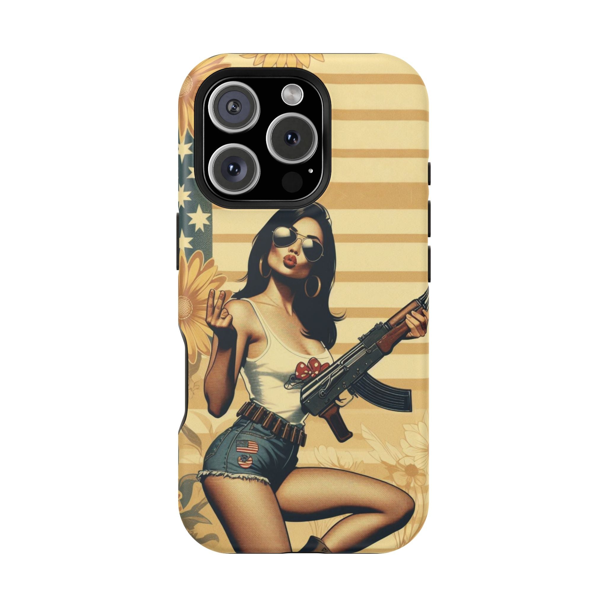 Americana AK-47 Pinup Girl - Magnetic Impact‑Resistant Phone Case  iPhone 13-17 / Samsung S26  MagSafe Compatible