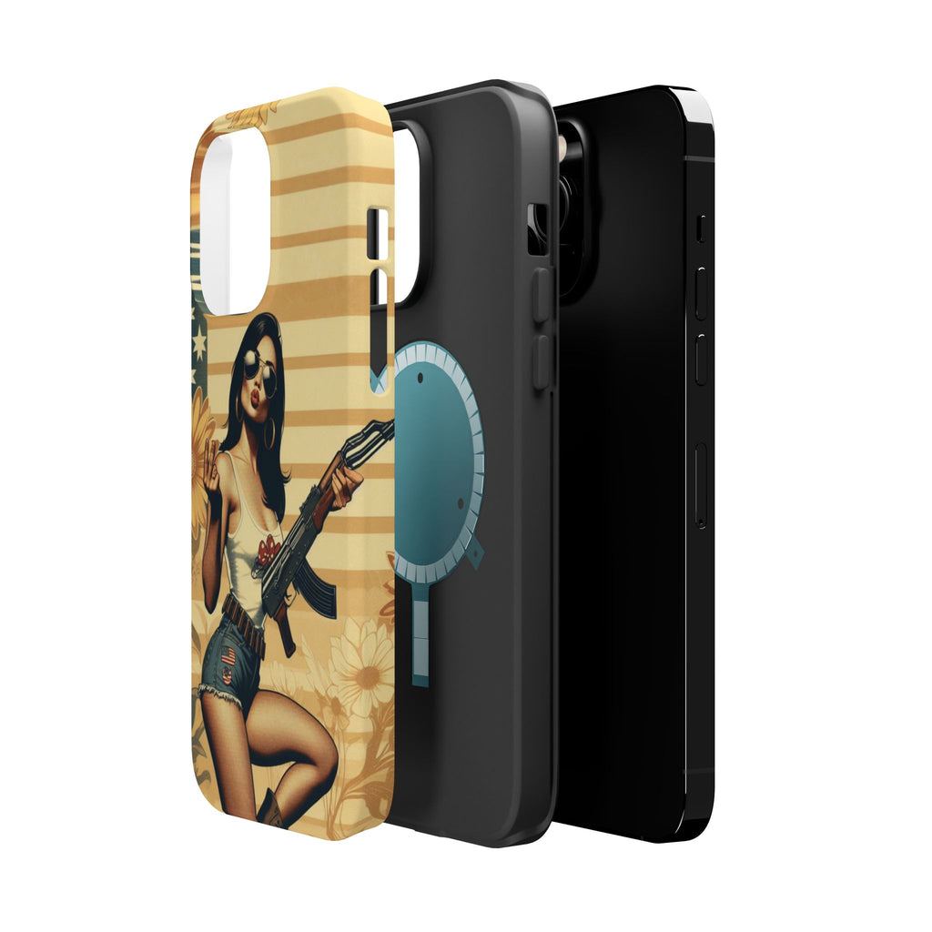 Americana AK-47 Pinup Girl - Magnetic Impact‑Resistant Phone Case  iPhone 13-17 / Samsung S26  MagSafe Compatible