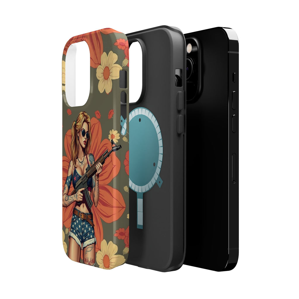 Americana AK-47 Pinup Girl - Magnetic Impact‑Resistant Phone Case  iPhone 13-17 / Samsung S26  MagSafe Compatible
