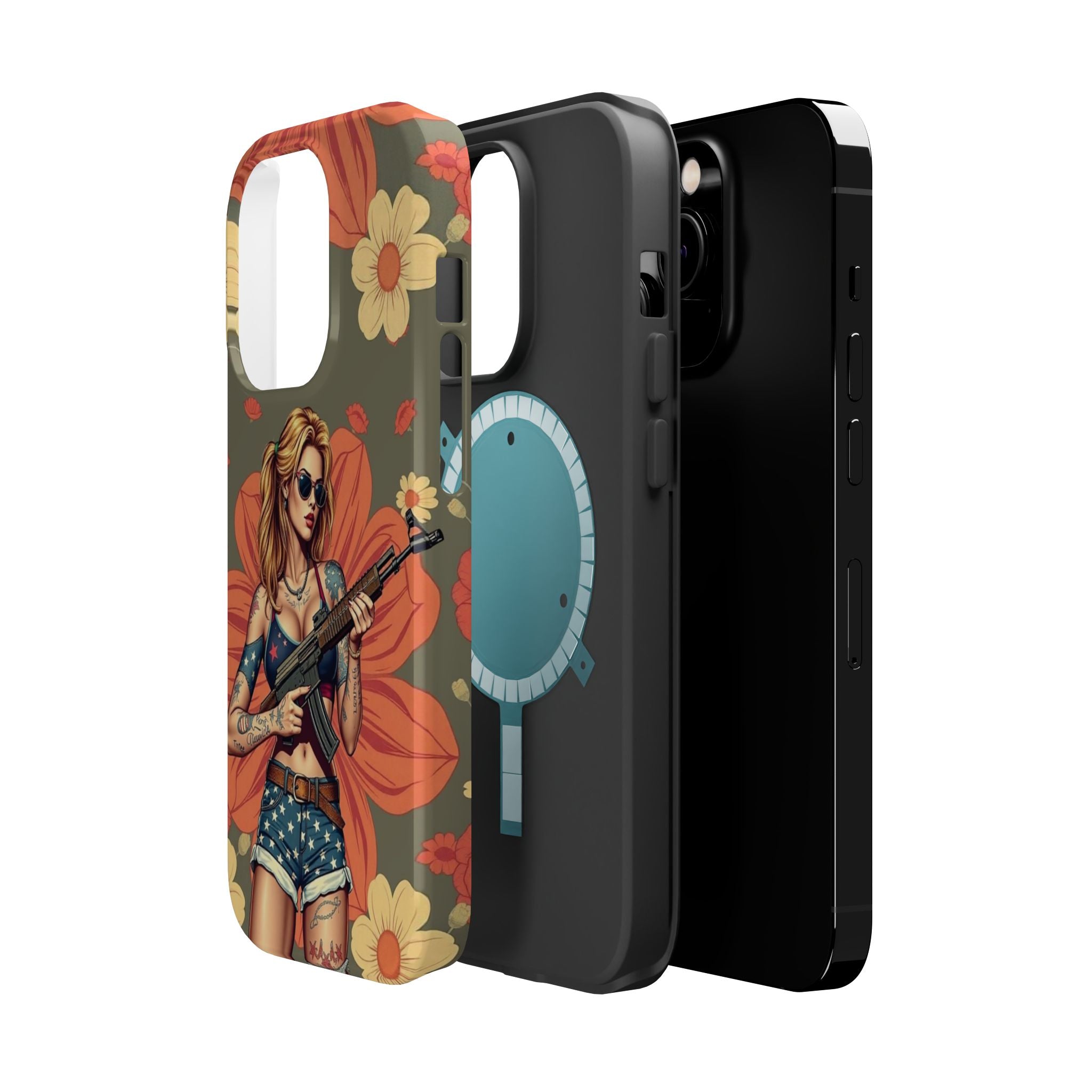 Americana AK-47 Pinup Girl - Magnetic Impact‑Resistant Phone Case  iPhone 13-17 / Samsung S26  MagSafe Compatible