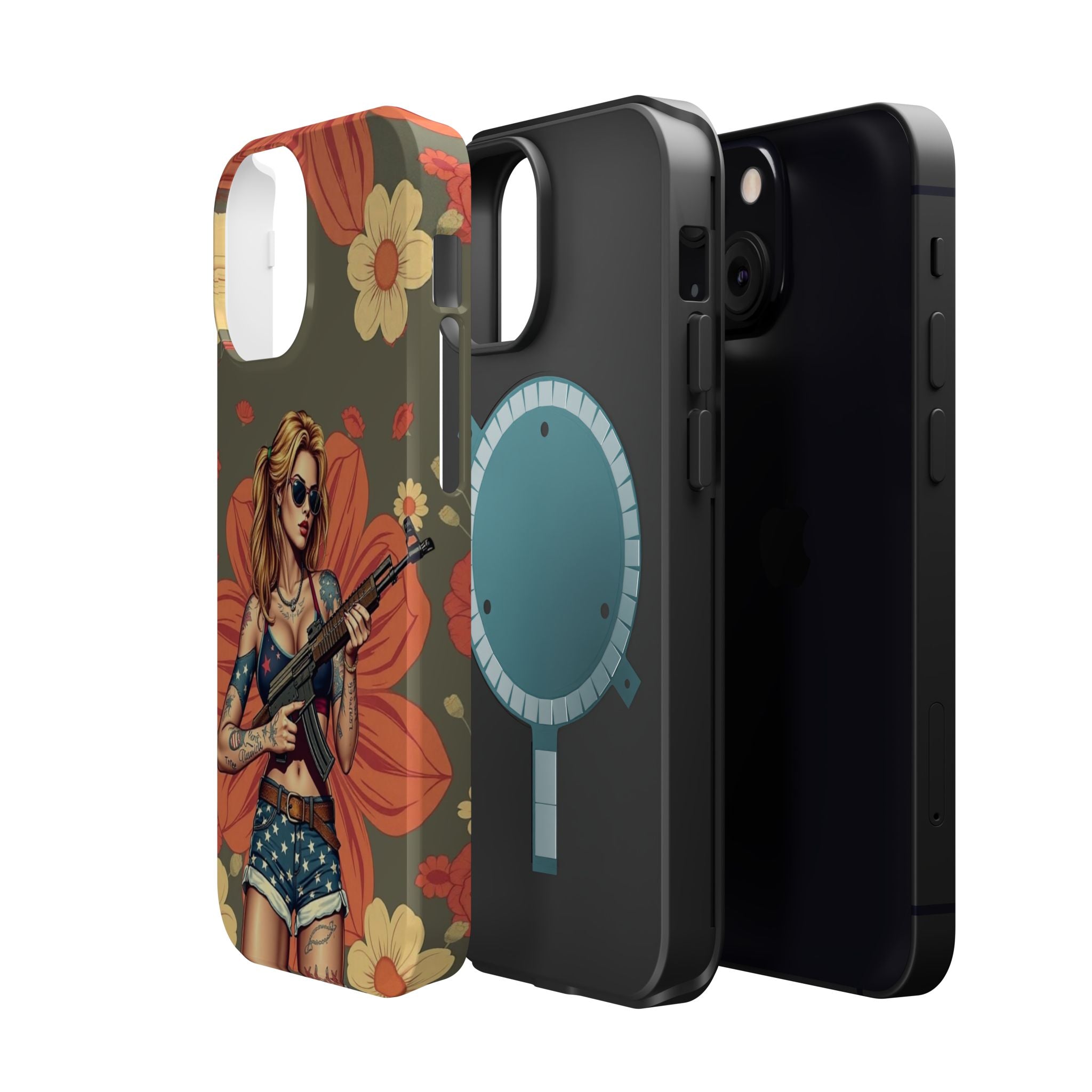 Americana AK-47 Pinup Girl - Magnetic Impact‑Resistant Phone Case  iPhone 13-17 / Samsung S26  MagSafe Compatible