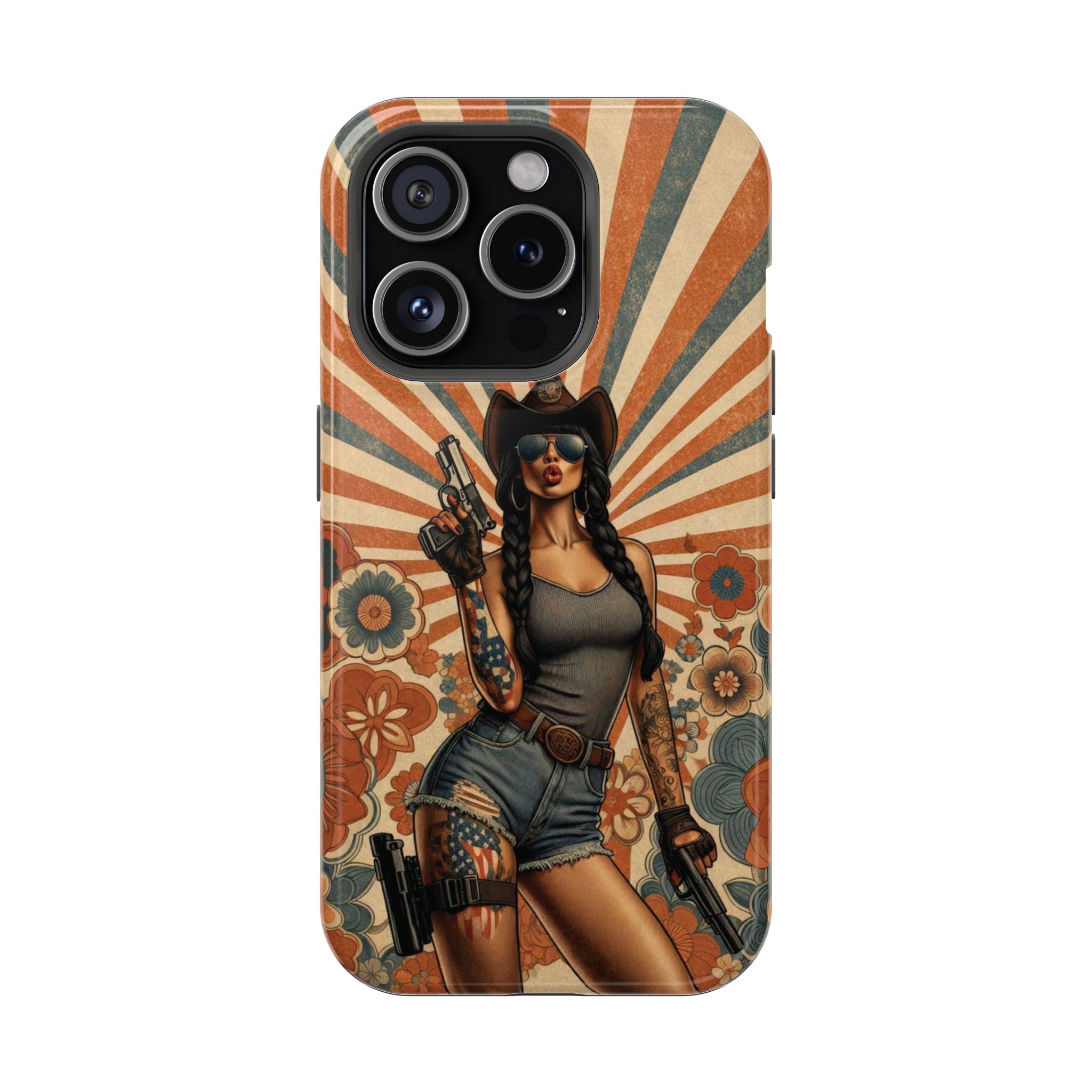 Americana 9mm Pinup Girl - Magnetic Impact‑Resistant Phone Case  iPhone 13-17 / Samsung S26  MagSafe Compatible
