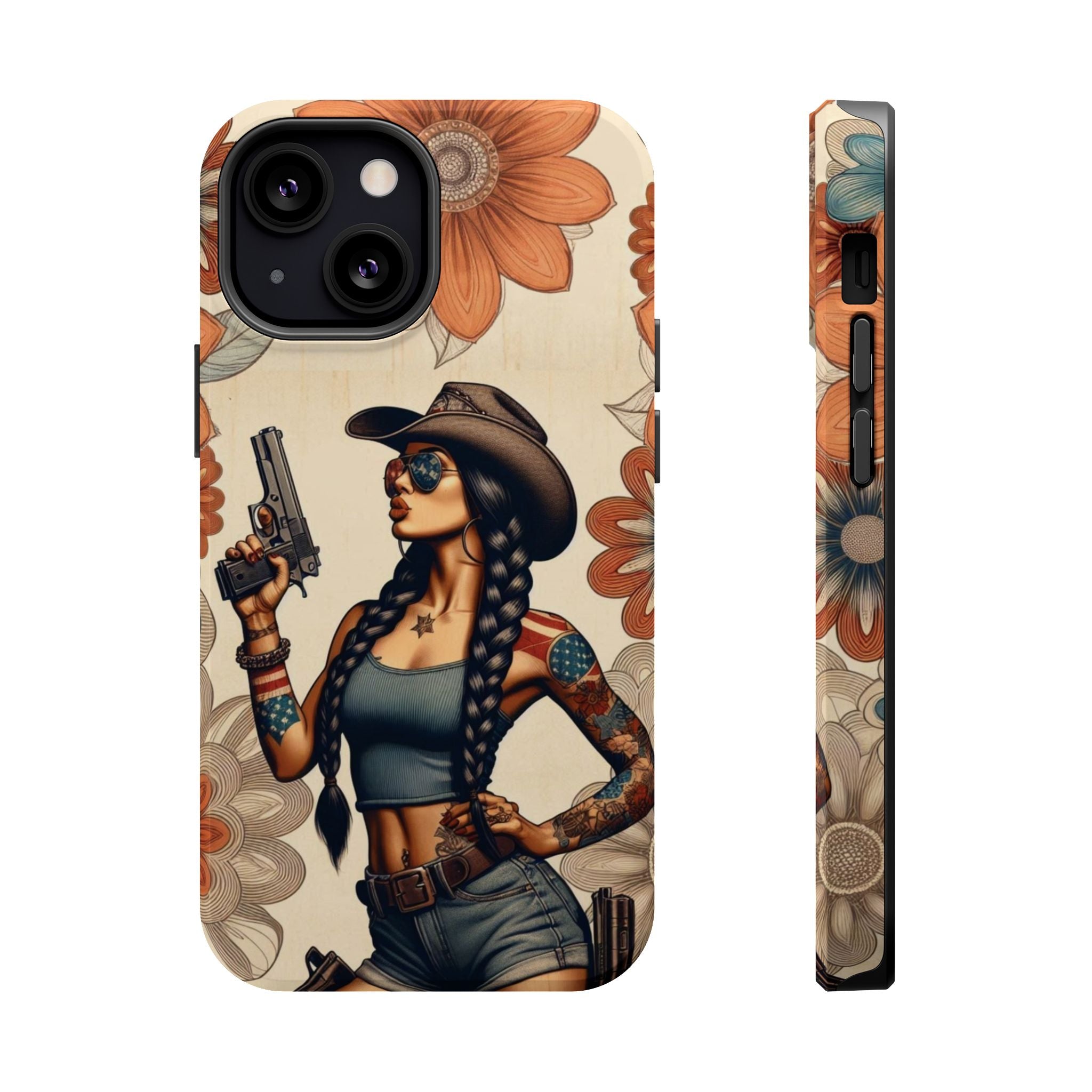 Americana 9mm Pinup Girl - Magnetic Impact‑Resistant Phone Case  iPhone 13-17 / Samsung S26  MagSafe Compatible