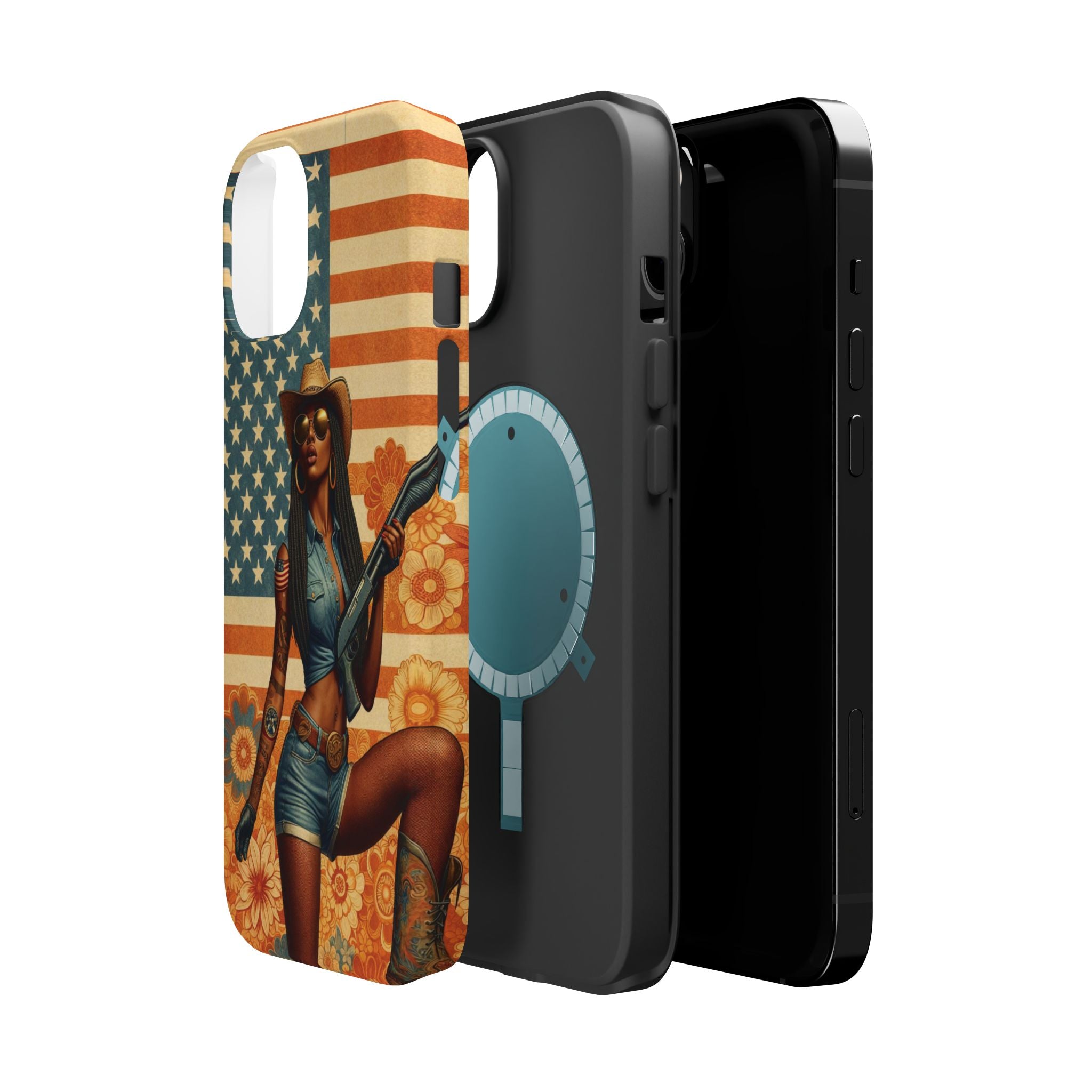 Americana 12GA Pinup Girl - Magnetic Impact‑Resistant Phone Case  iPhone 13-17 / Samsung S26  MagSafe Compatible