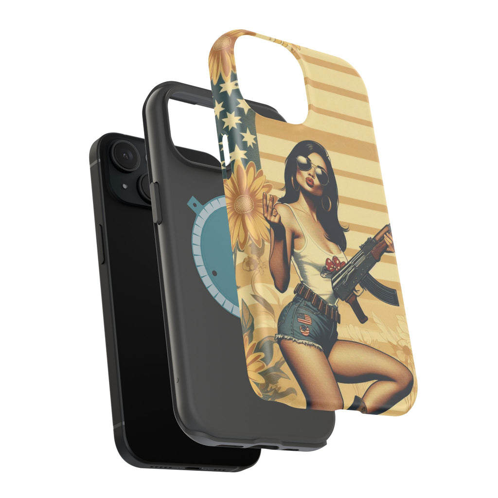 Americana AK-47 Pinup Girl - Magnetic Impact‑Resistant Phone Case  iPhone 13-17 / Samsung S26  MagSafe Compatible