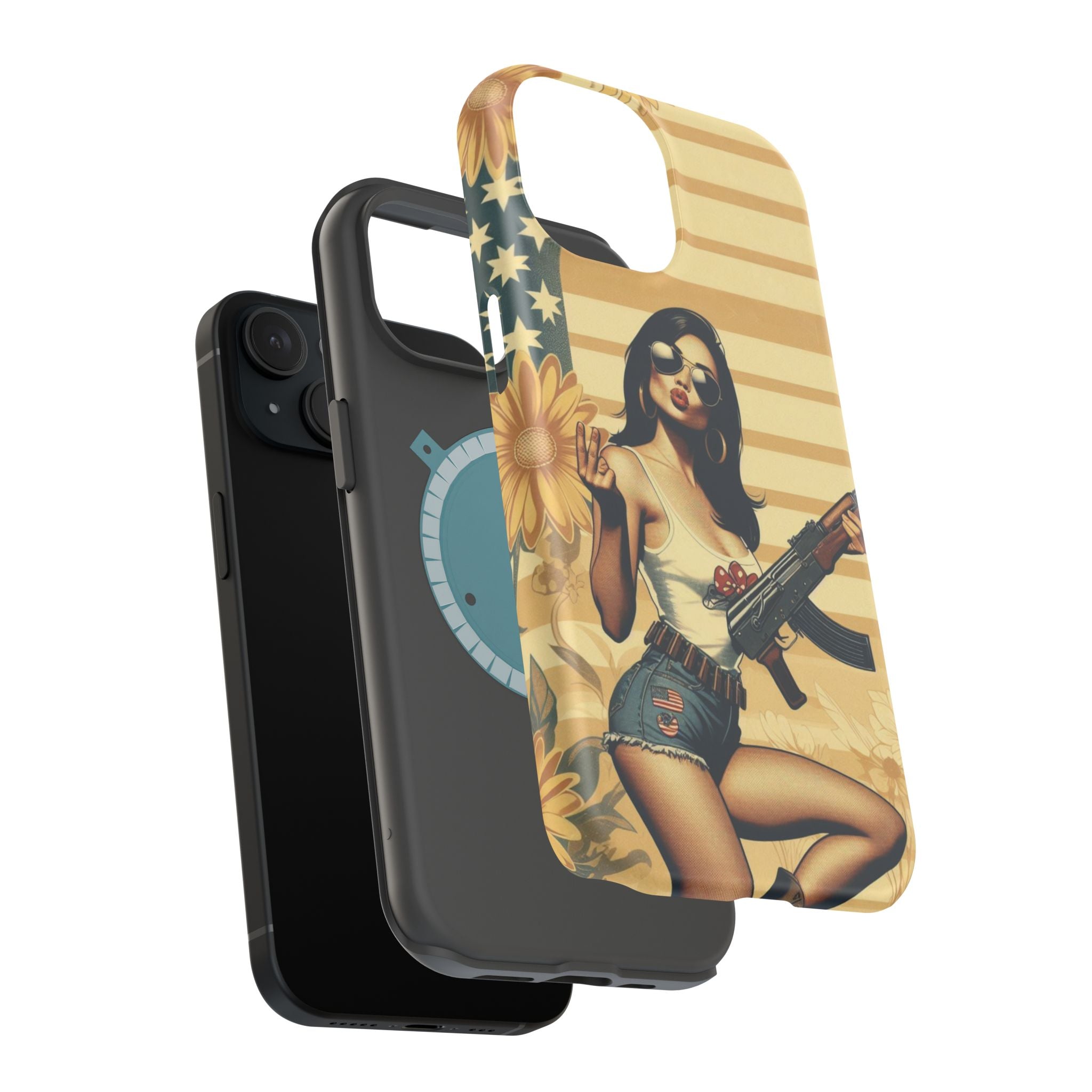 Americana AK-47 Pinup Girl - Magnetic Impact‑Resistant Phone Case  iPhone 13-17 / Samsung S26  MagSafe Compatible