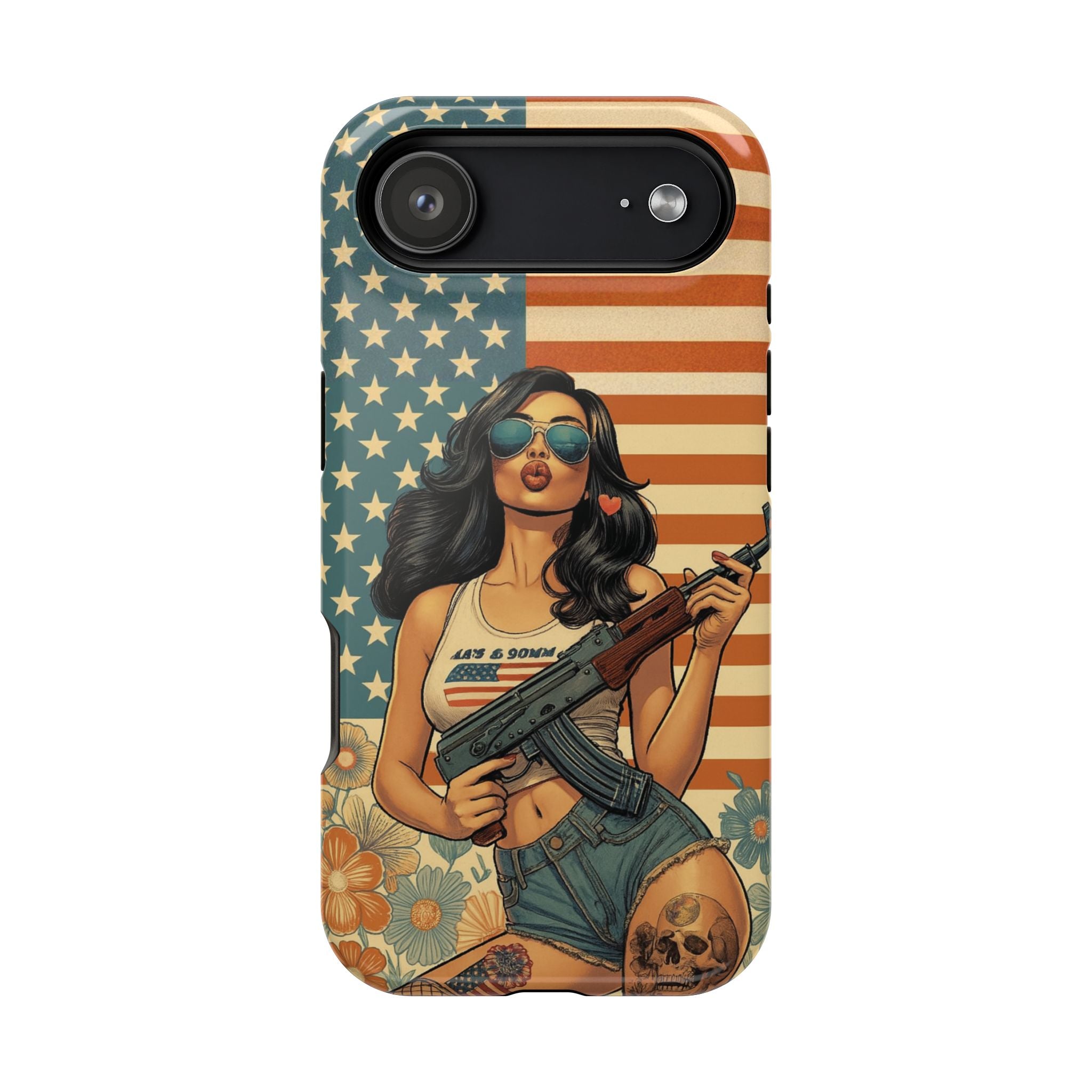 Americana AK-47 Pinup Girl - Magnetic Impact‑Resistant Phone Case  iPhone 13-17 / Samsung S26  MagSafe Compatible