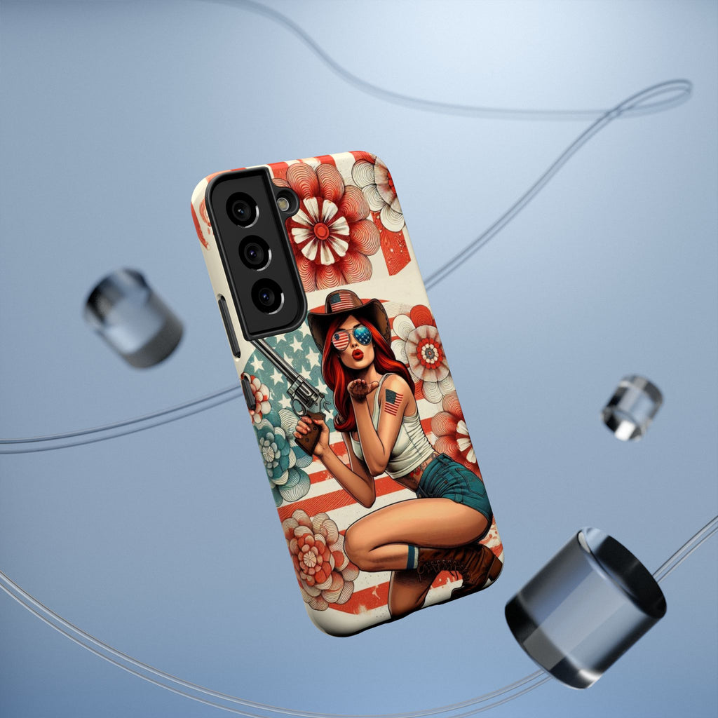 Americana 44 Magnum Pinup Girl - Impact‑Resistant Phone Case   Samsung Galaxy Series S22 / S22+ / S22 Ultra - S25 / S25+ / S25 Ultra