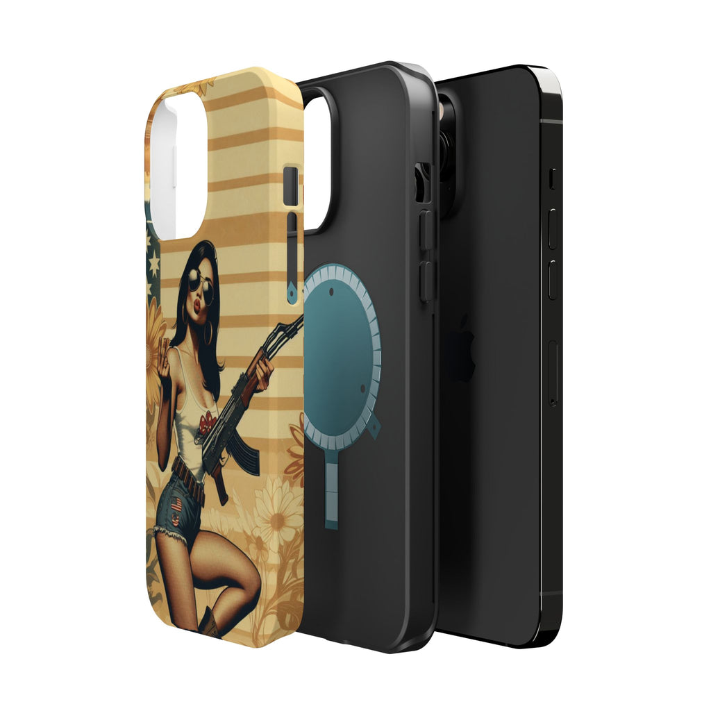 Americana AK-47 Pinup Girl - Magnetic Impact‑Resistant Phone Case  iPhone 13-17 / Samsung S26  MagSafe Compatible