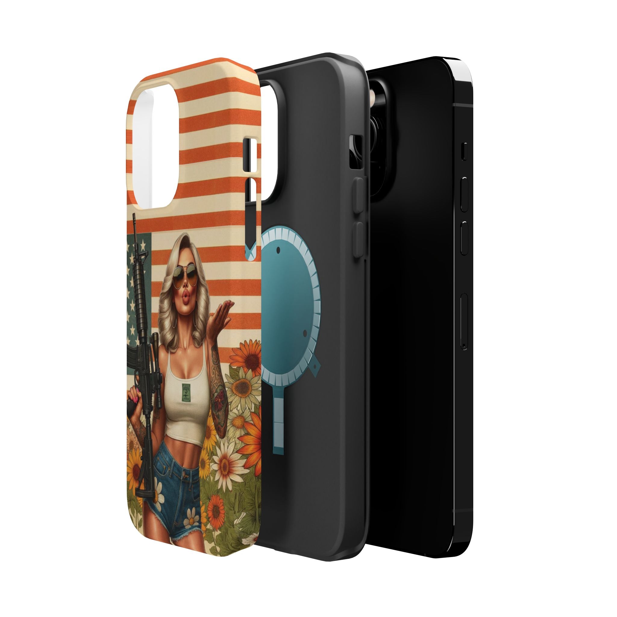 Americana AR-15 Pinup Girl - Magnetic Impact‑Resistant Phone Case  iPhone 13-17 / Samsung S26  MagSafe Compatible