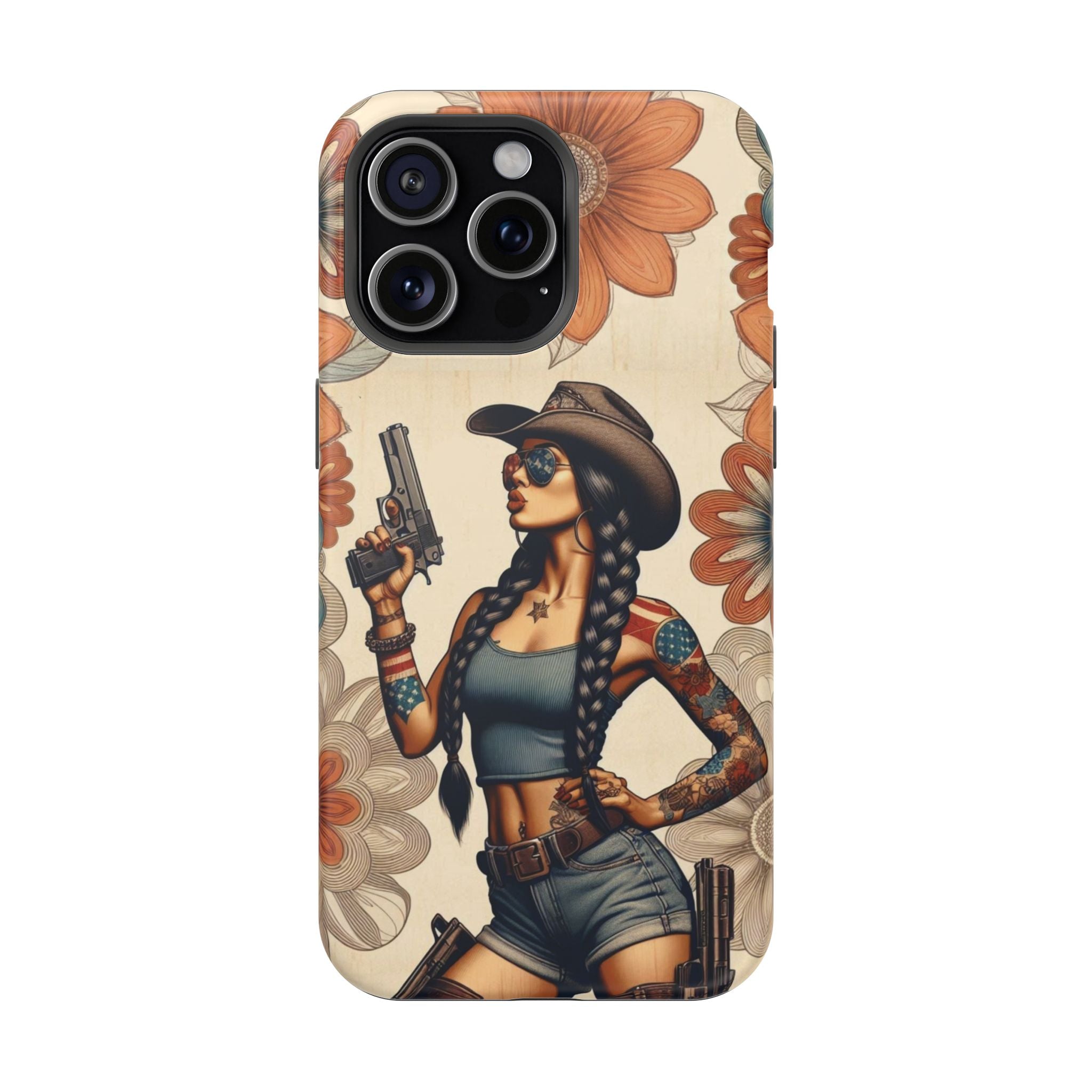 Americana 9mm Pinup Girl - Magnetic Impact‑Resistant Phone Case  iPhone 13-17 / Samsung S26  MagSafe Compatible