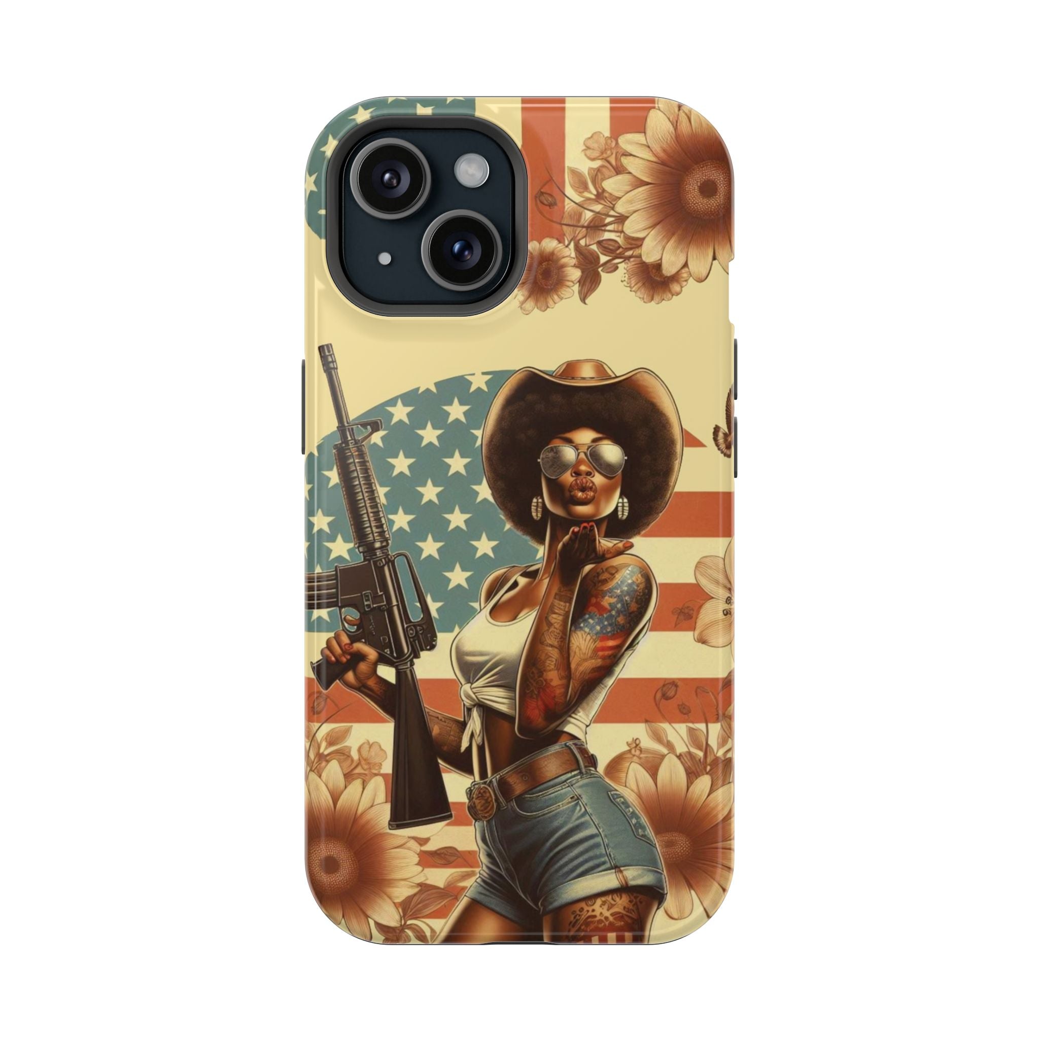 Americana AR-15 Pinup Girl - Magnetic Impact‑Resistant Phone Case  iPhone 13-17 / Samsung S26  MagSafe Compatible