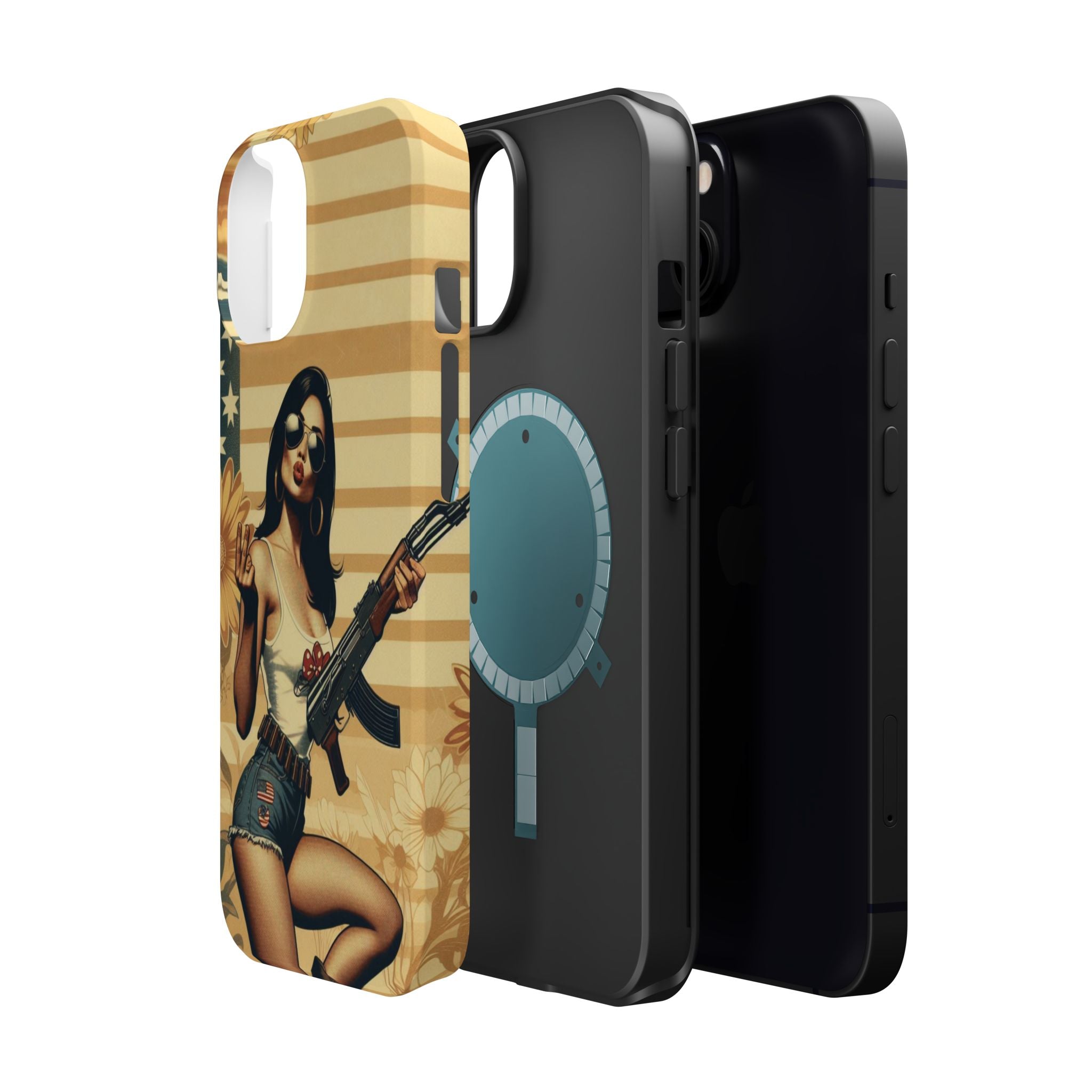 Americana AK-47 Pinup Girl - Magnetic Impact‑Resistant Phone Case  iPhone 13-17 / Samsung S26  MagSafe Compatible